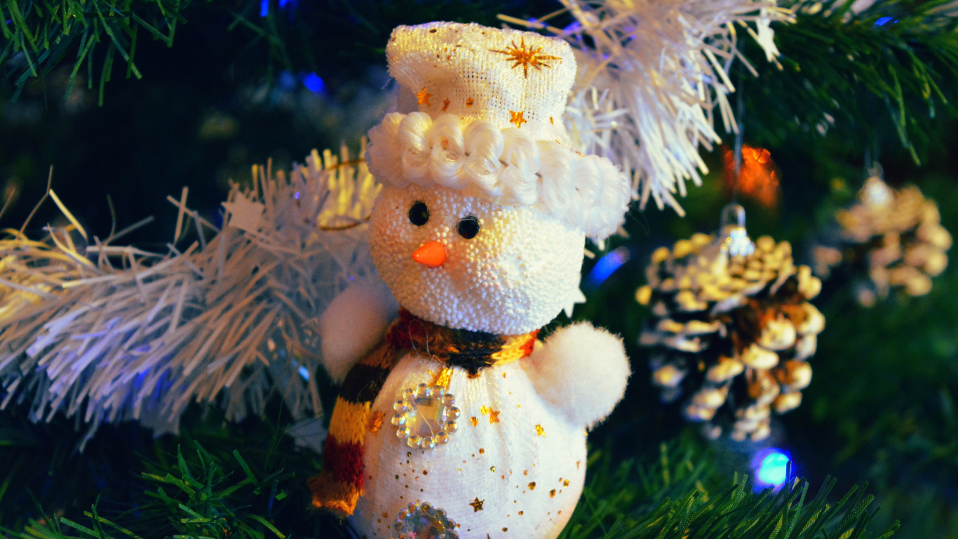 Adorno de Navidad, Decoración de la Navidad, El Día De Navidad, Muñeco, Ngel. Wallpaper in 1366x768 Resolution
