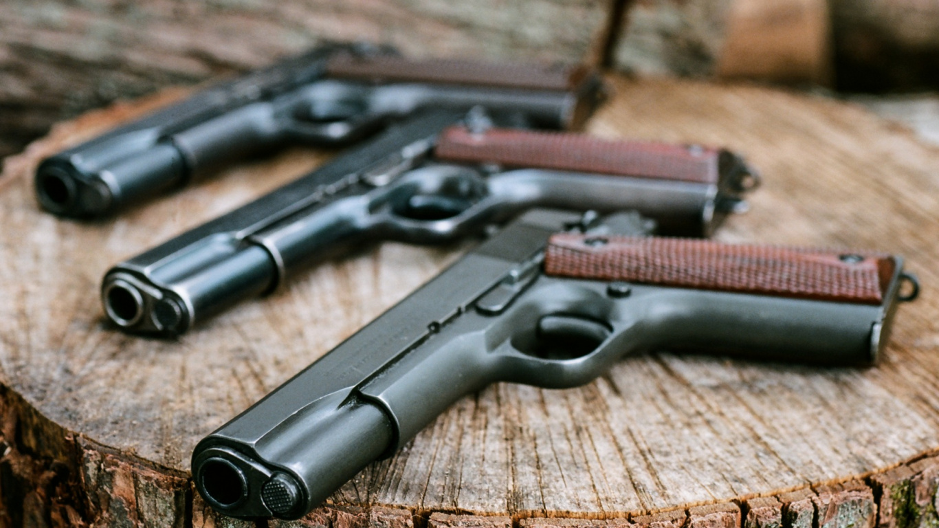 M1911 Pistol, Gun, Handgun, Firearm, Trigger. Wallpaper in 1366x768 Resolution
