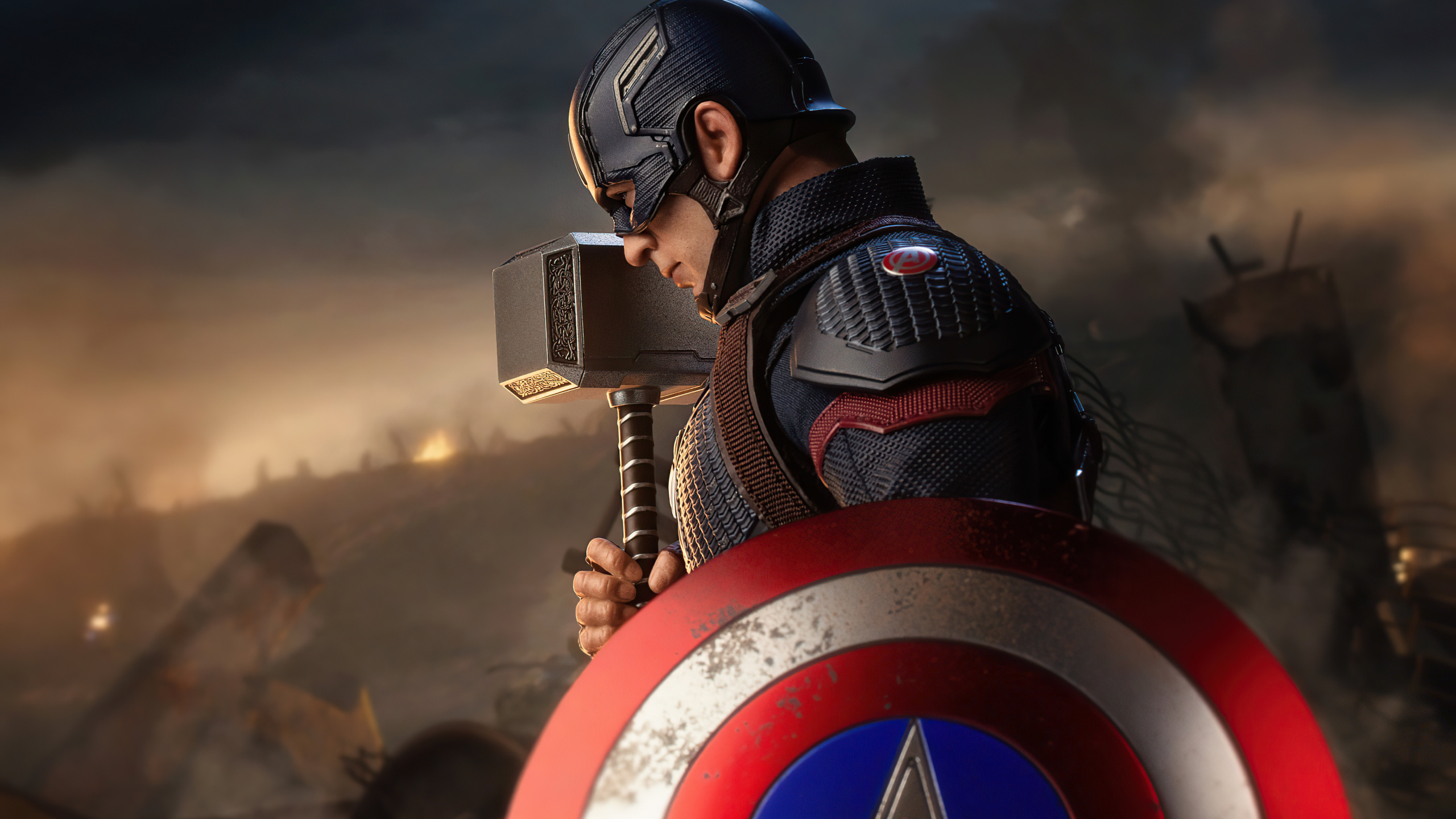 Superhero, Shield, Helmet, Captain America, Armour. Wallpaper in 2560x1440 Resolution