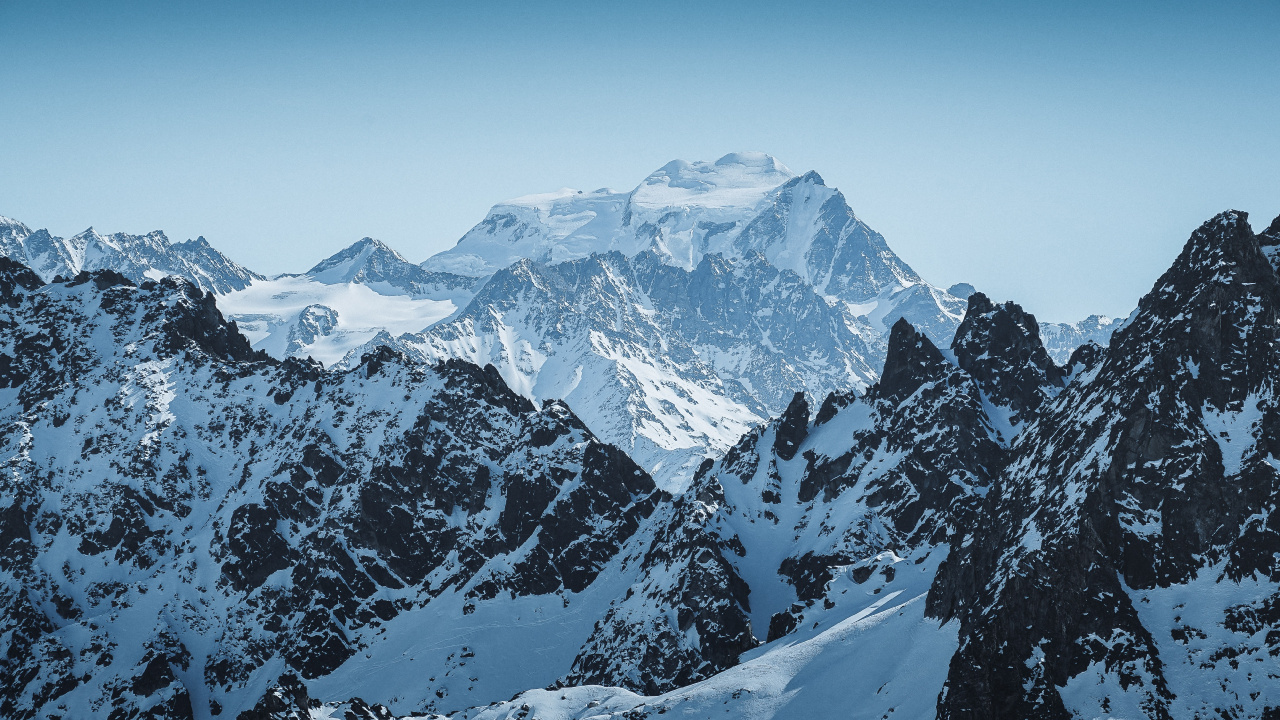 Mountain, Mountain Range, Snow, Snowy Mountains, Mountainous Landforms. Wallpaper in 1280x720 Resolution