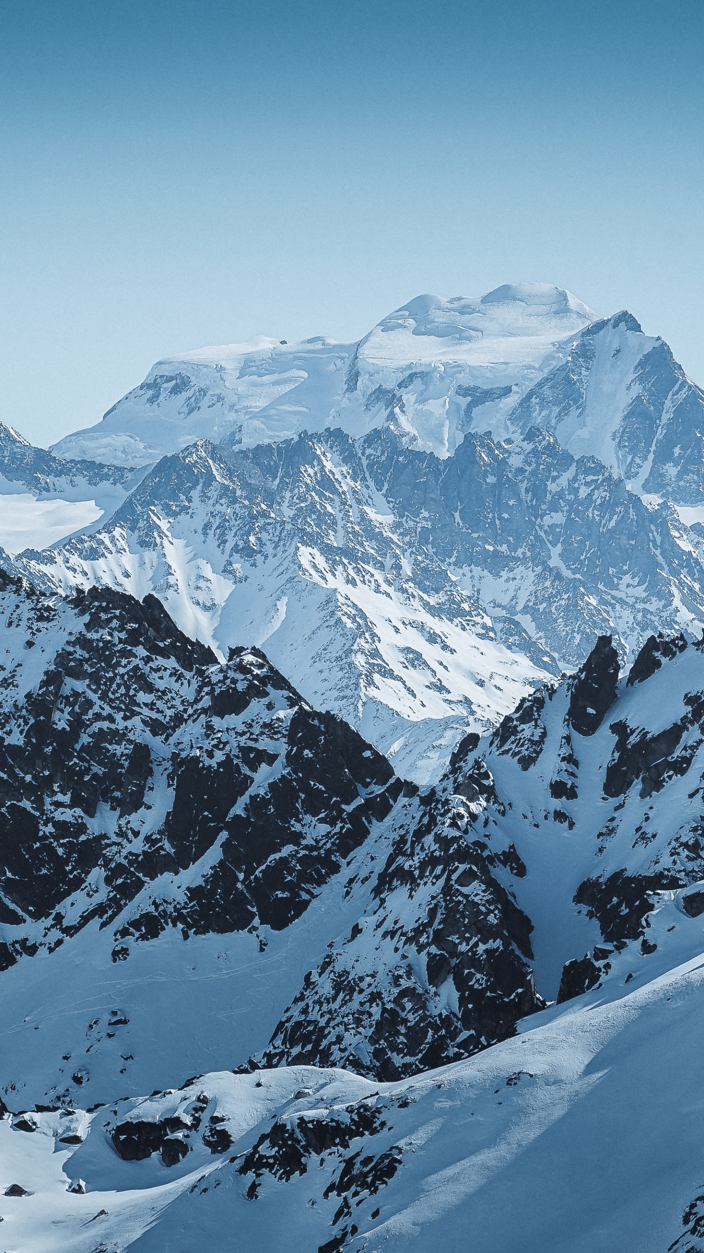 Mountain, Mountain Range, Snow, Snowy Mountains, Mountainous Landforms. Wallpaper in 1440x2560 Resolution