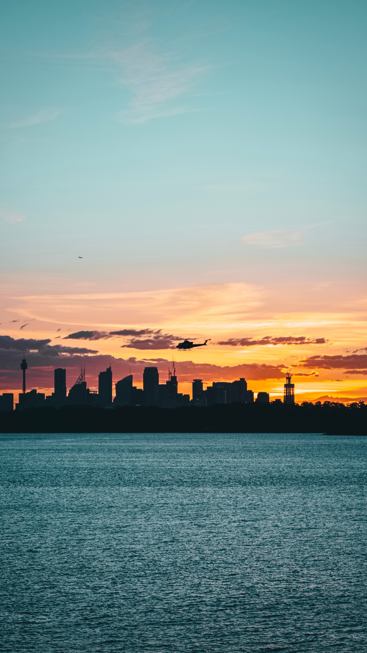 Silhouette of Buildings During Sunset. Wallpaper in 1440x2560 Resolution