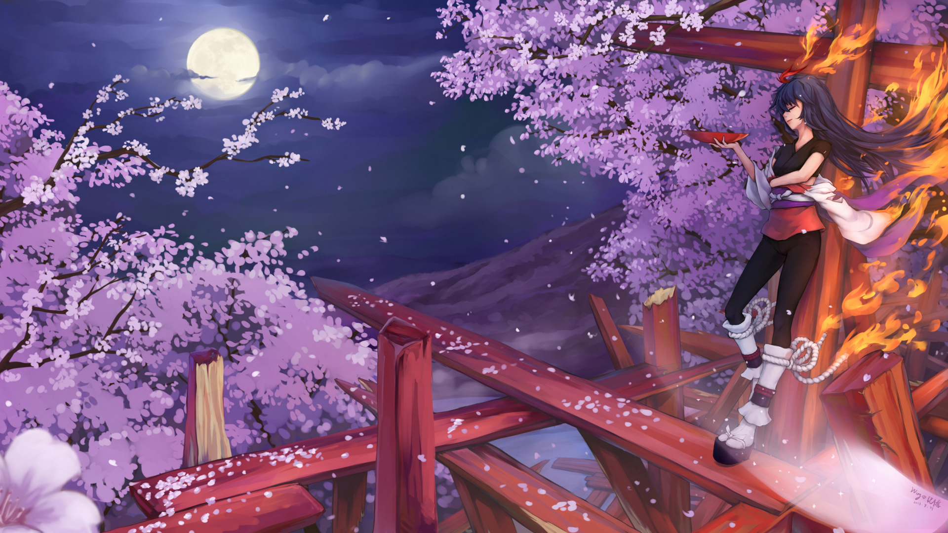 樱花, 紫色的, 开花, 弹簧, 紫罗兰色 壁纸 1920x1080 允许