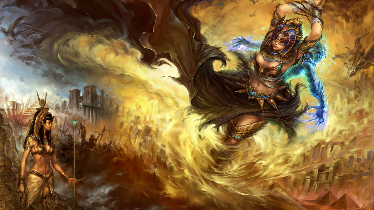 Femme en Robe Bleue Avec Des Ailes Illustration. Wallpaper in 1280x720 Resolution