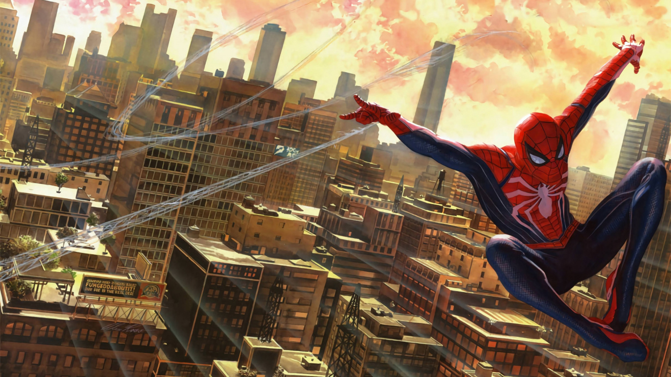 Spider-man, Superhero, Adventure Game, pc Game, Illustration. Wallpaper in 1366x768 Resolution