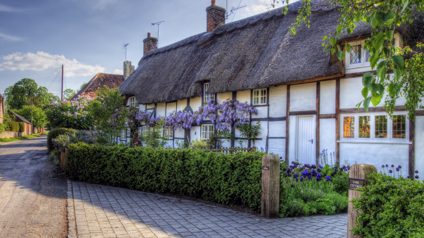 White and Brown House Near Green Plants During Daytime. Wallpaper in 1366x768 Resolution