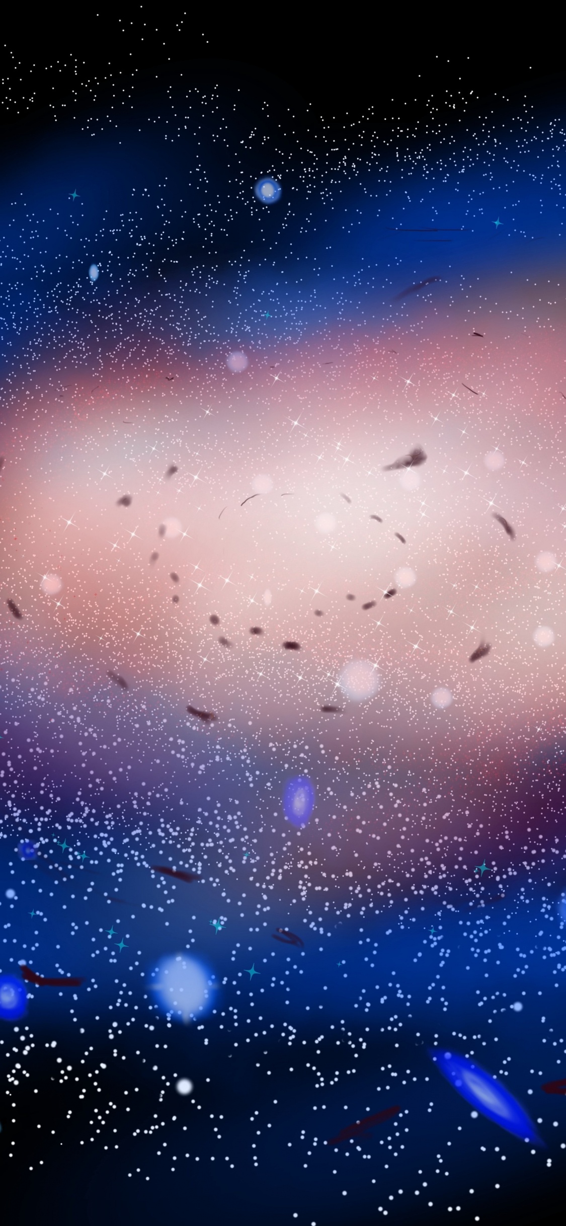 Estrellas Azules y Blancas en el Cielo. Wallpaper in 1125x2436 Resolution