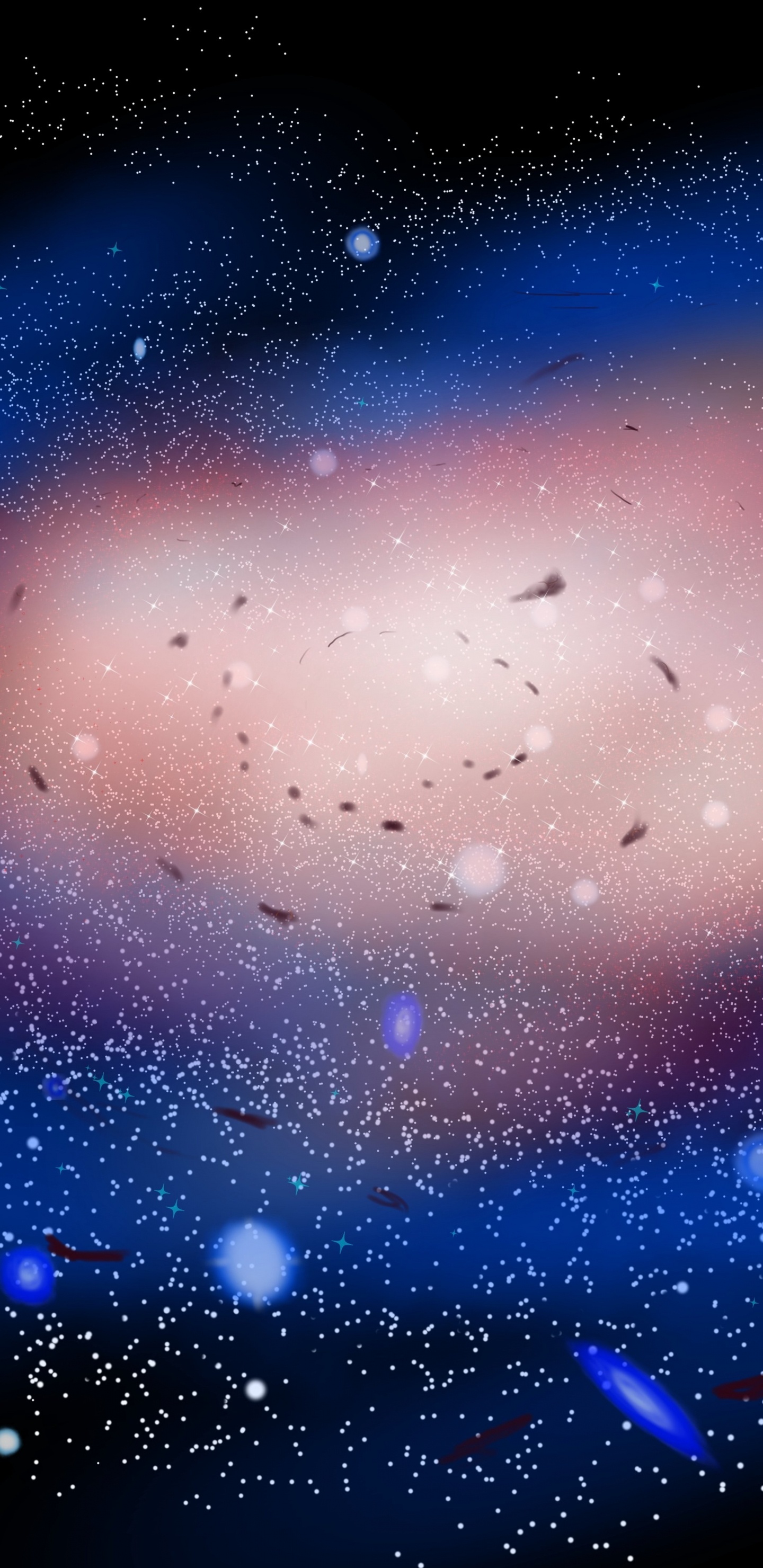Blaue Und Weiße Sterne am Himmel. Wallpaper in 1440x2960 Resolution