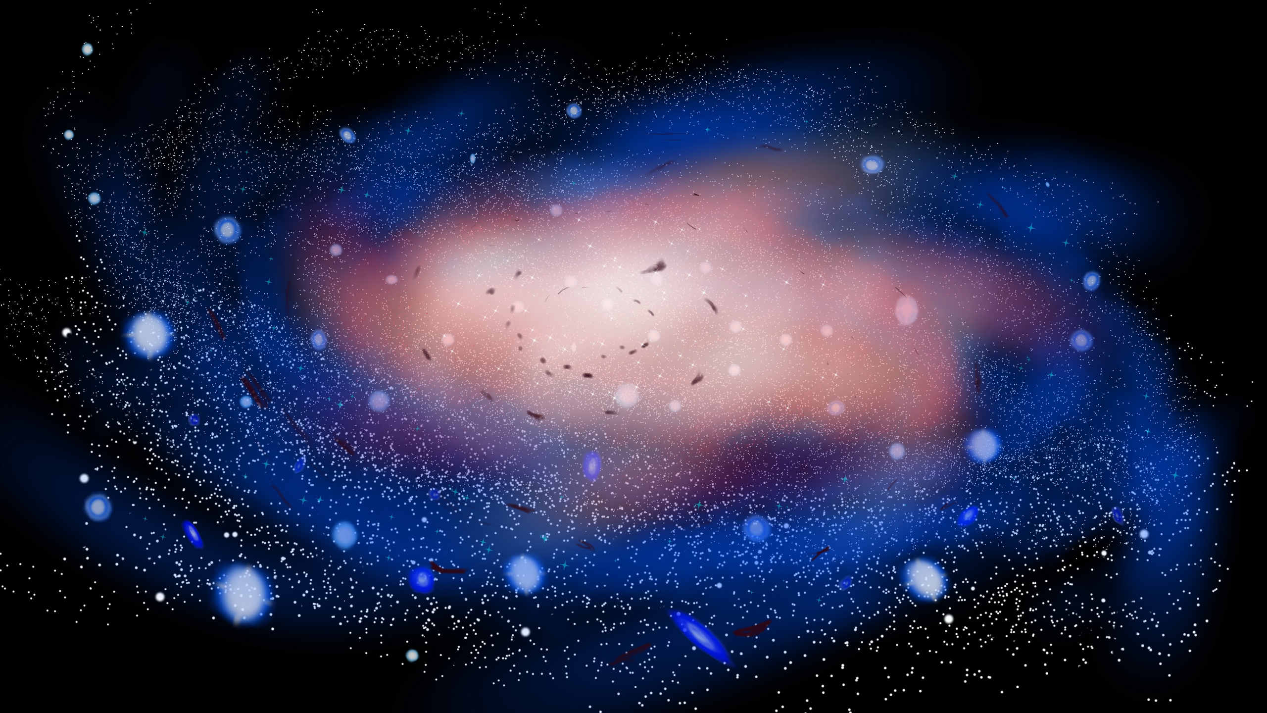 Blaue Und Weiße Sterne am Himmel. Wallpaper in 2560x1440 Resolution