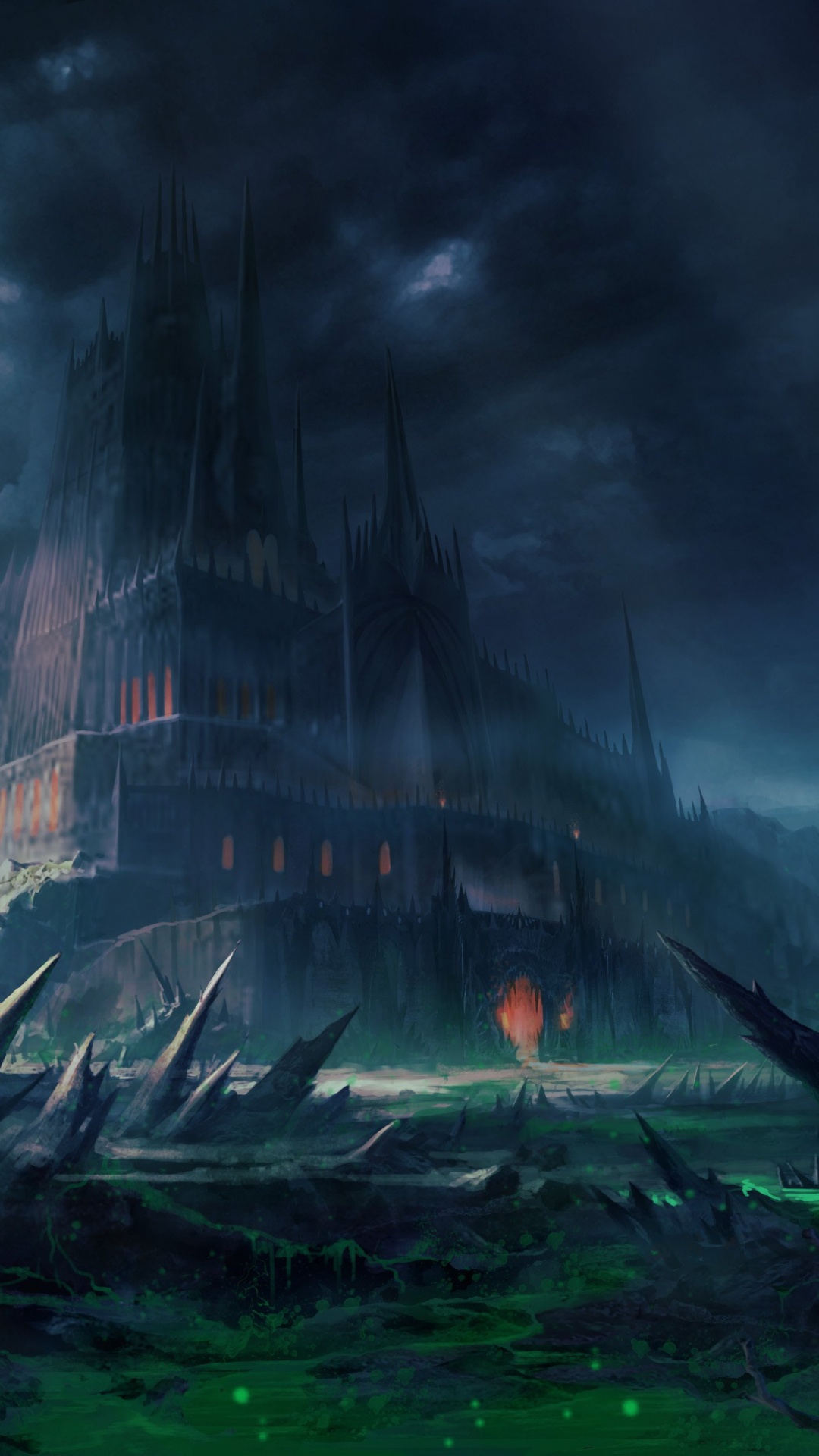 Brennendes Haus Unter Dunklen Wolken. Wallpaper in 1080x1920 Resolution