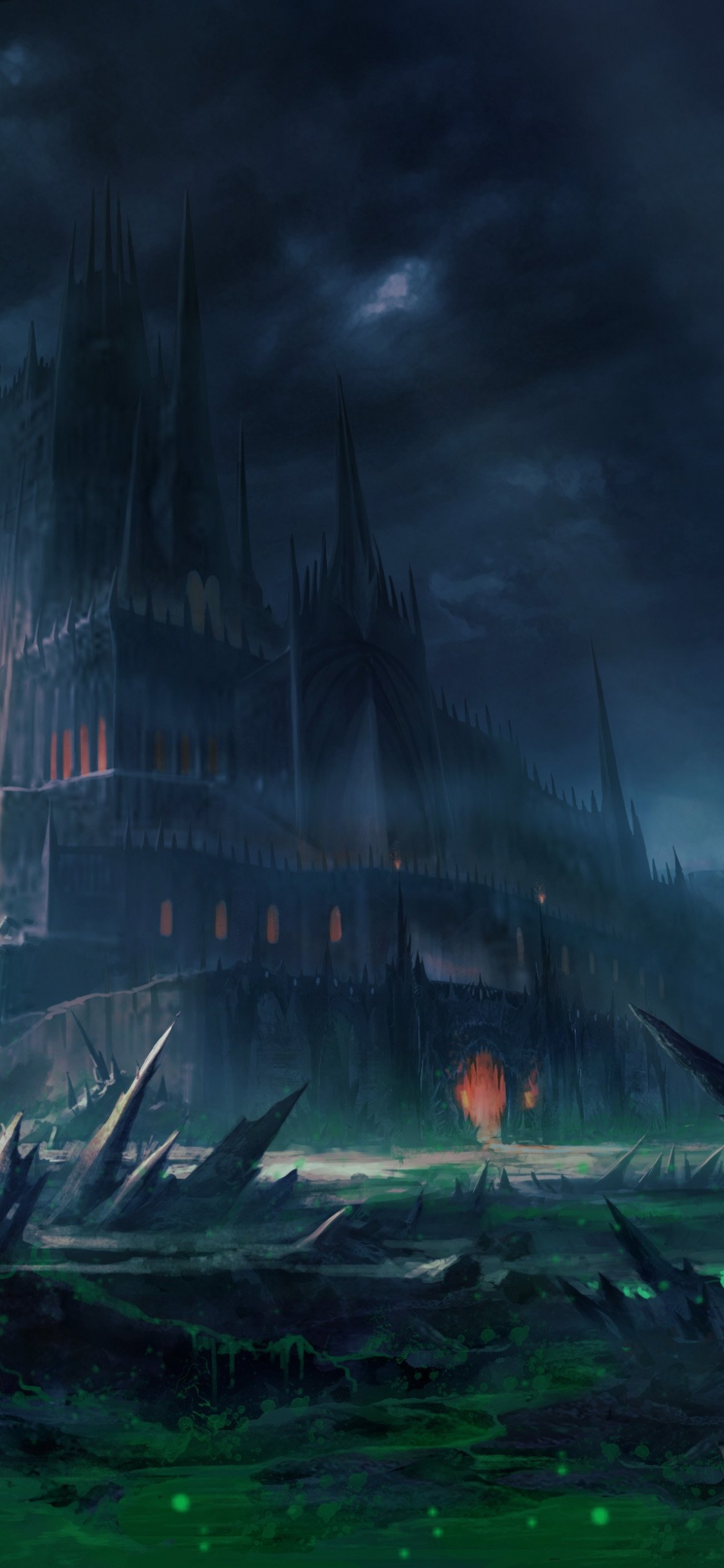 Brennendes Haus Unter Dunklen Wolken. Wallpaper in 1125x2436 Resolution