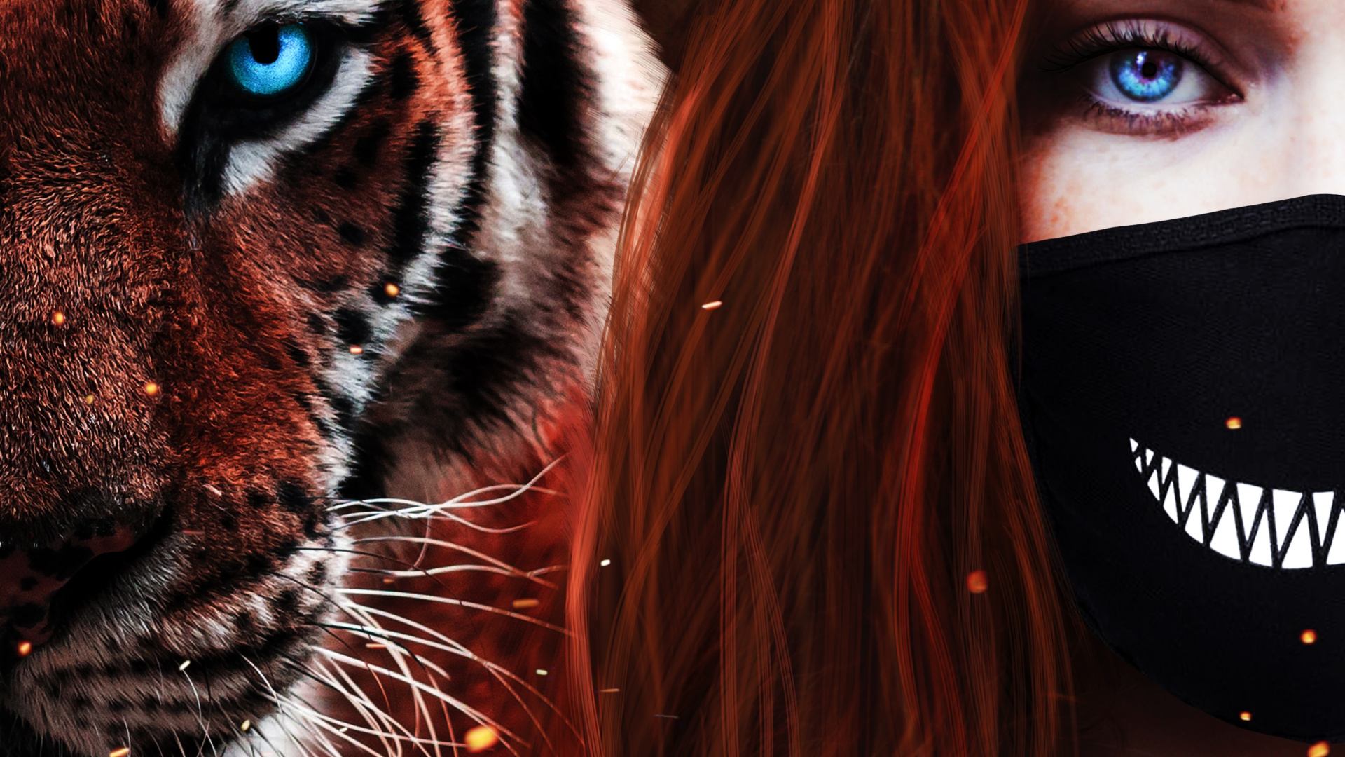 Cute Girl With Tiger, Bengal Tiger, Siberian Tiger, Tiger, Felidae. Wallpaper in 1920x1080 Resolution
