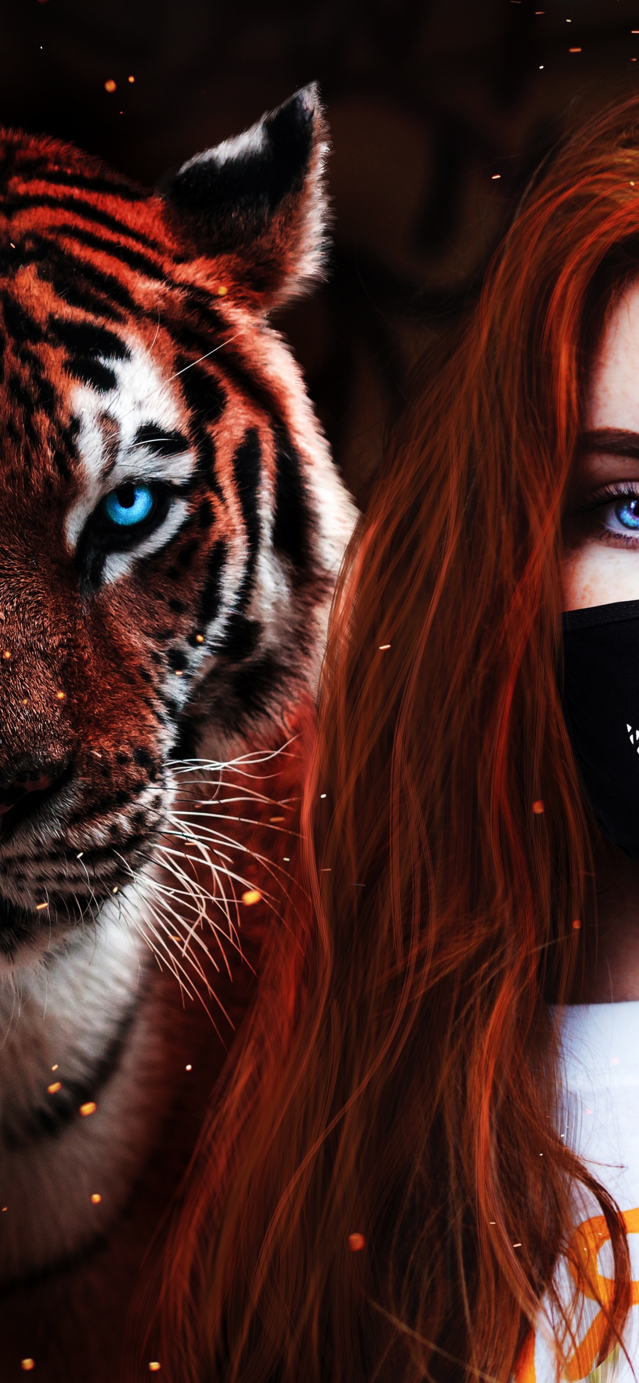 Jolie Fille Avec Tigre, Tigre du Bengale, Tigre de Sibérie, Tigre, Felidae. Wallpaper in 1242x2688 Resolution