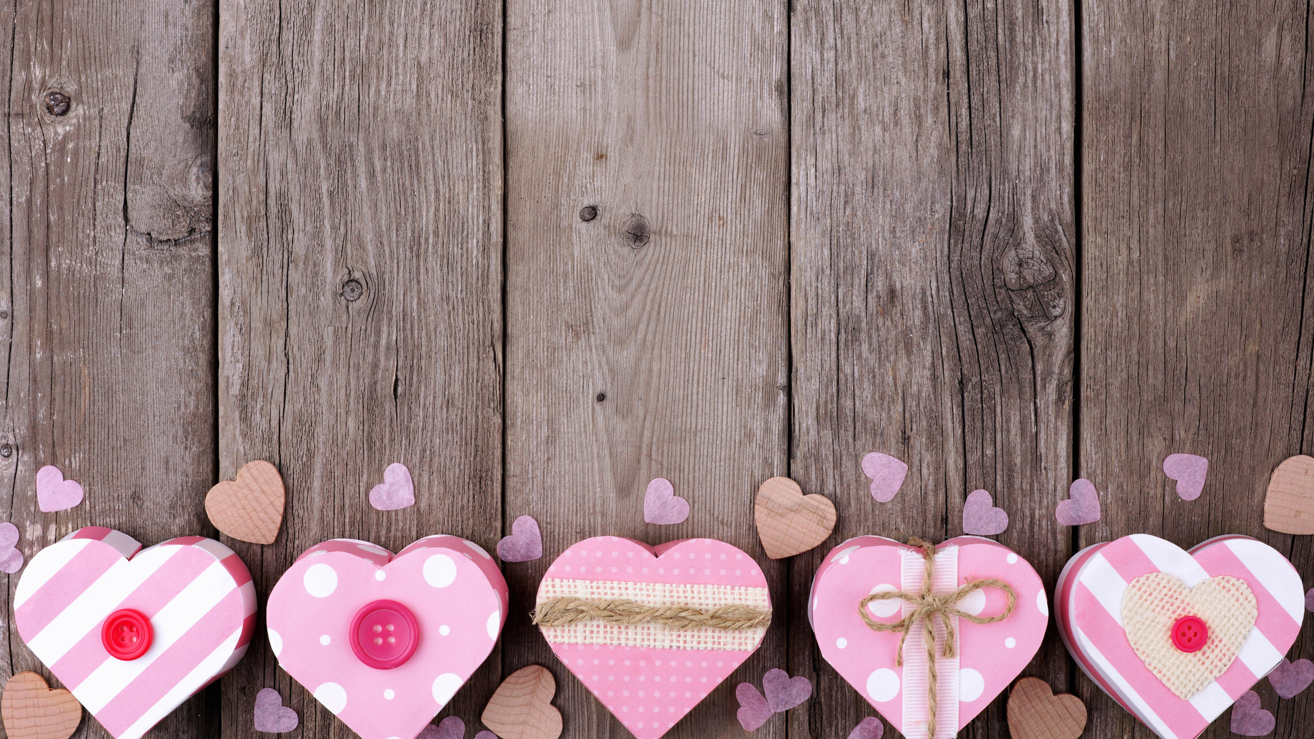 Herzen, Valentines Tag, Pink, Holz, Liebe. Wallpaper in 2560x1440 Resolution