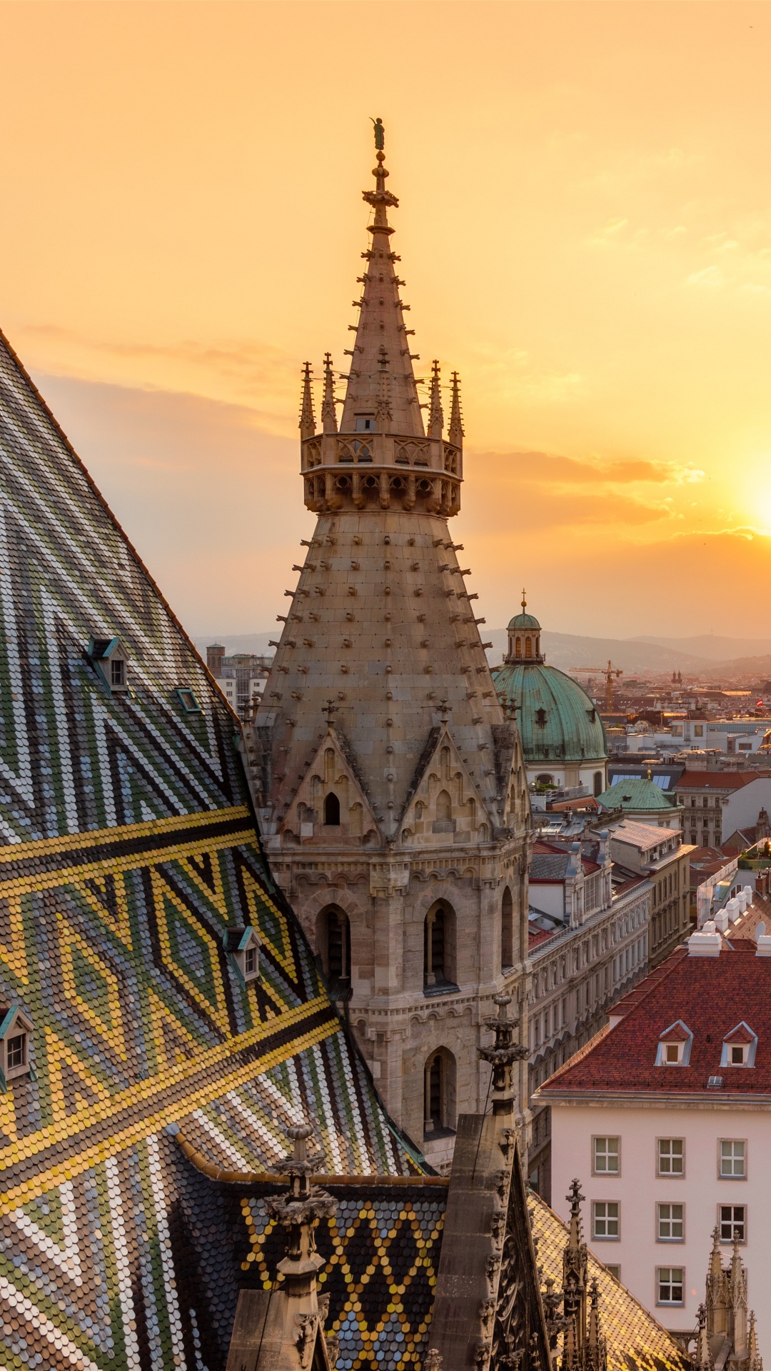 Aerial View of City Buildings During Sunset. Wallpaper in 1080x1920 Resolution