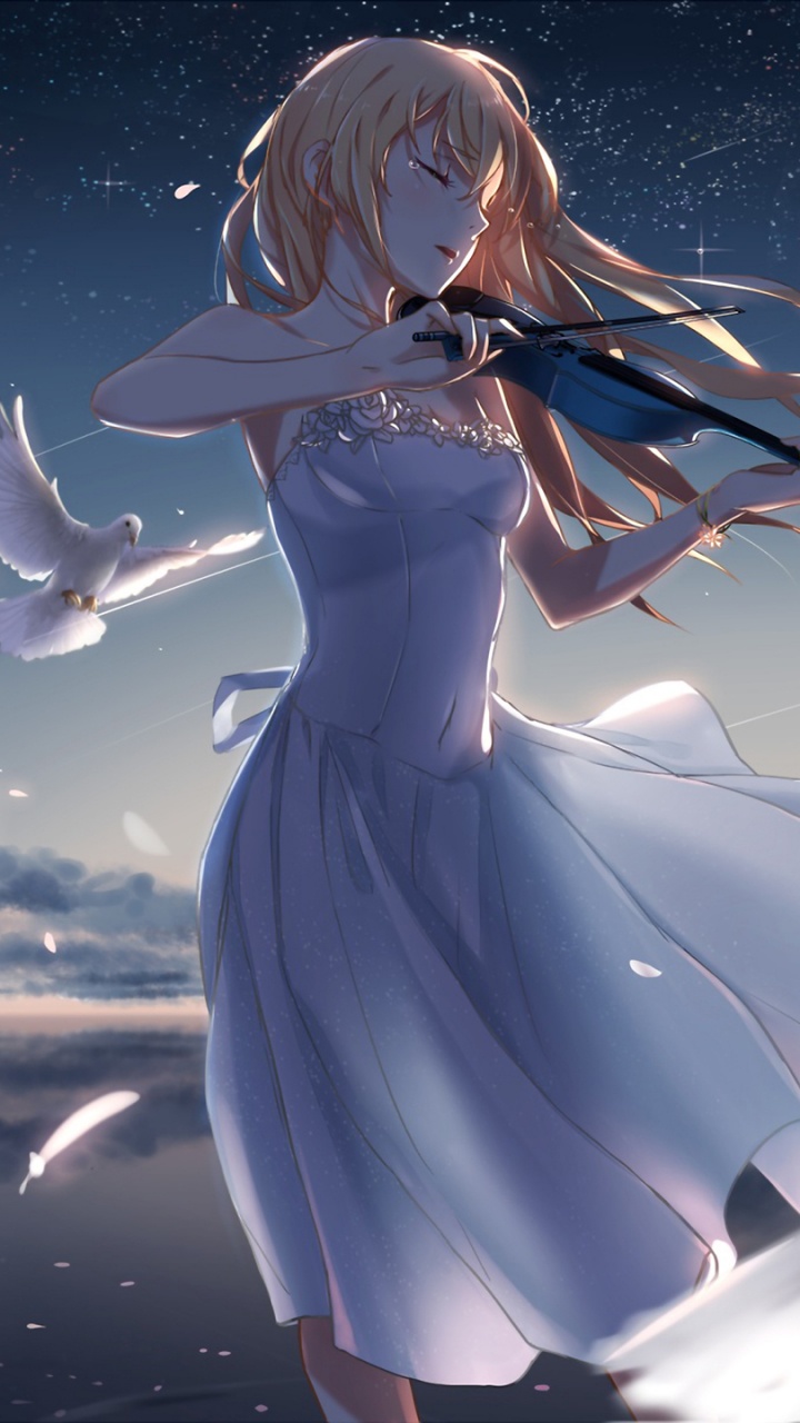 Woman in White Dress Anime Character. Wallpaper in 720x1280 Resolution