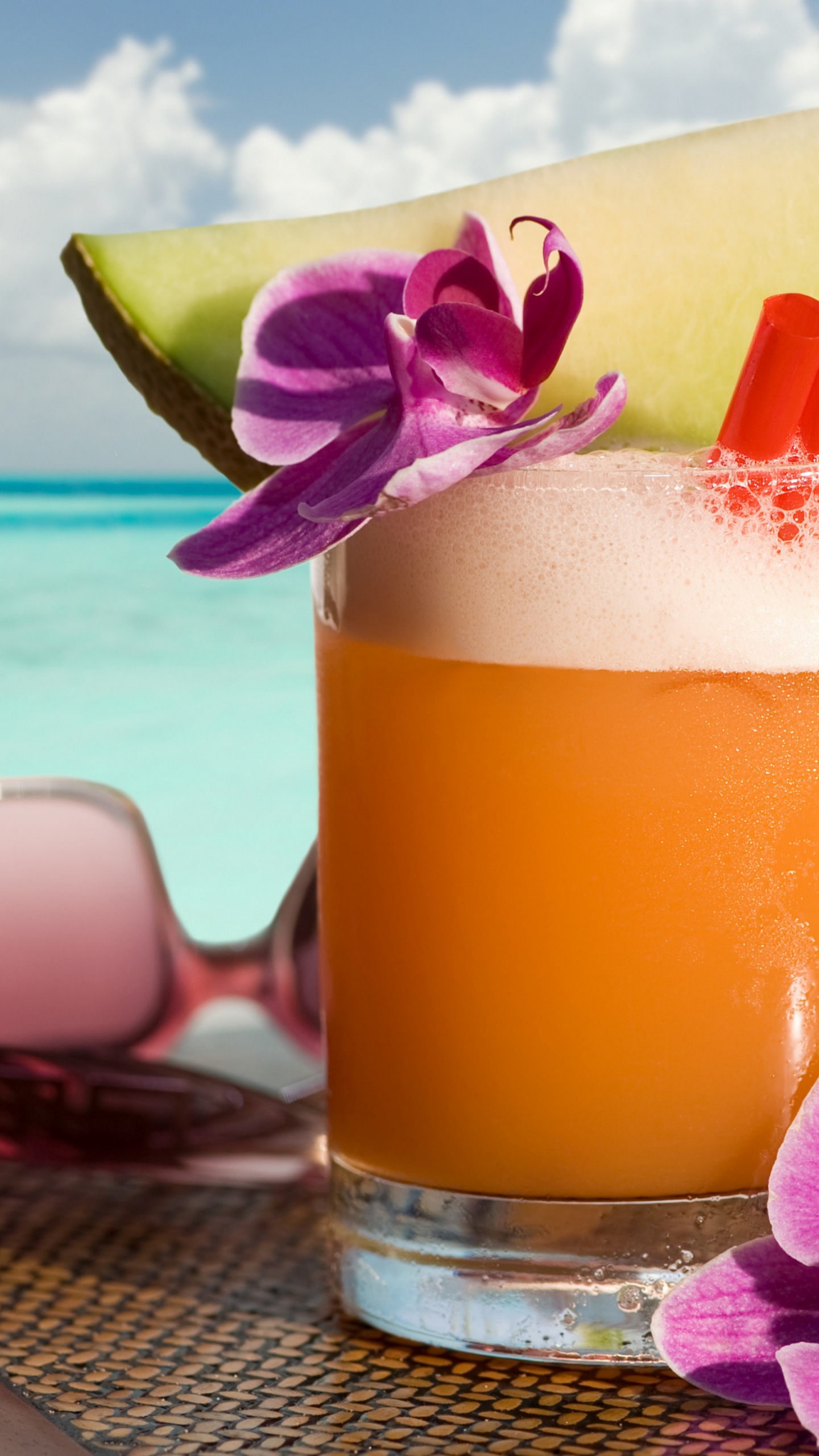 Plage de Cocktails au Rhum, Jus D'orange, Lait de Poule, Eau, Aliment. Wallpaper in 1440x2560 Resolution