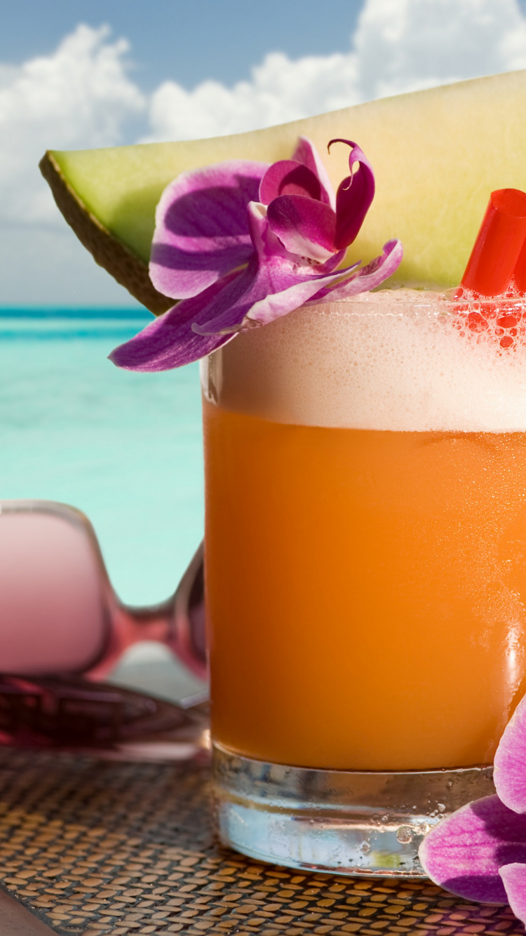 Rum Cocktails Beach, Orange Juice, Eggnog, Water, Cloud. Wallpaper in 750x1334 Resolution