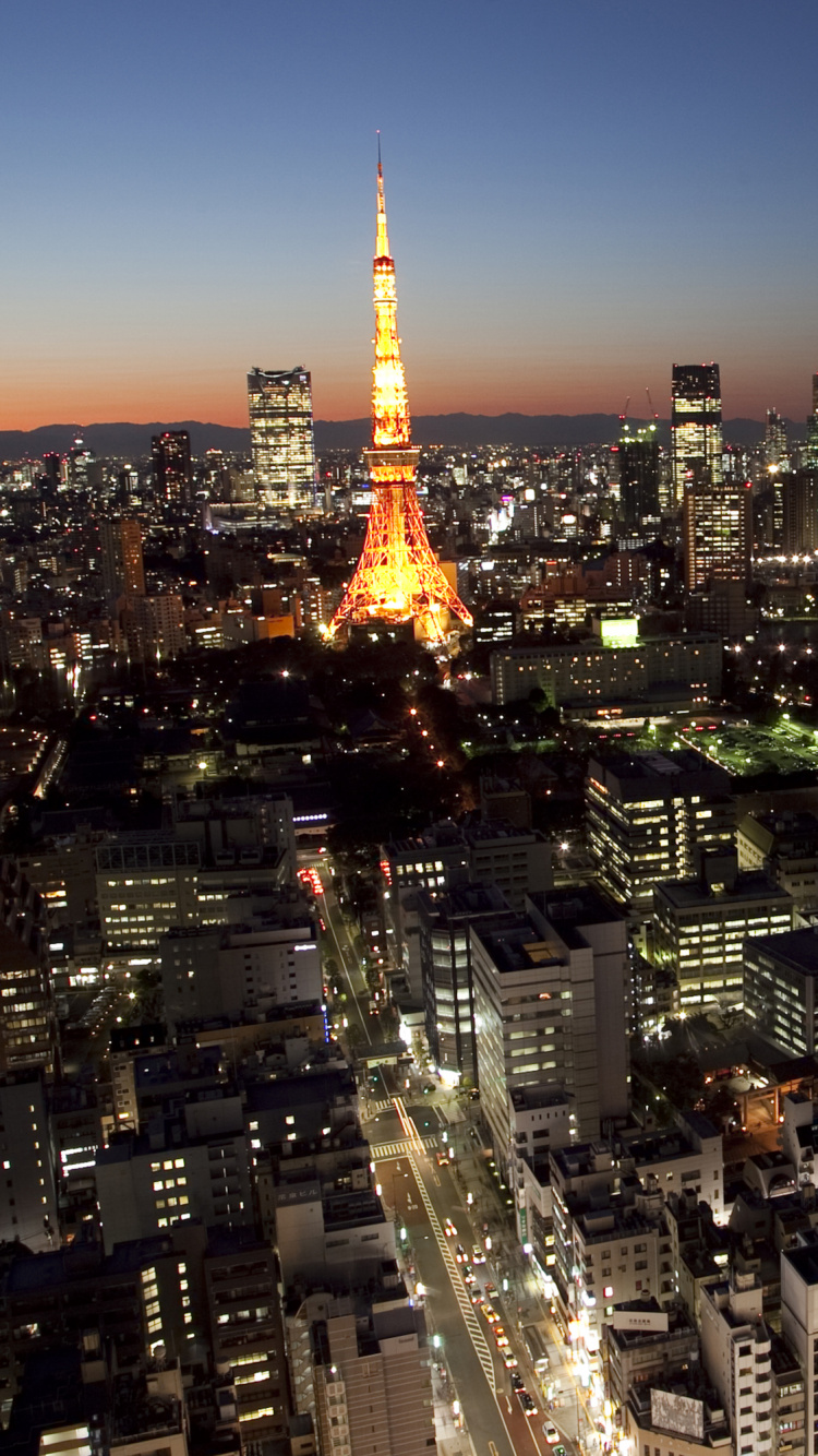 Horizon de la Ville Pendant la Nuit. Wallpaper in 750x1334 Resolution