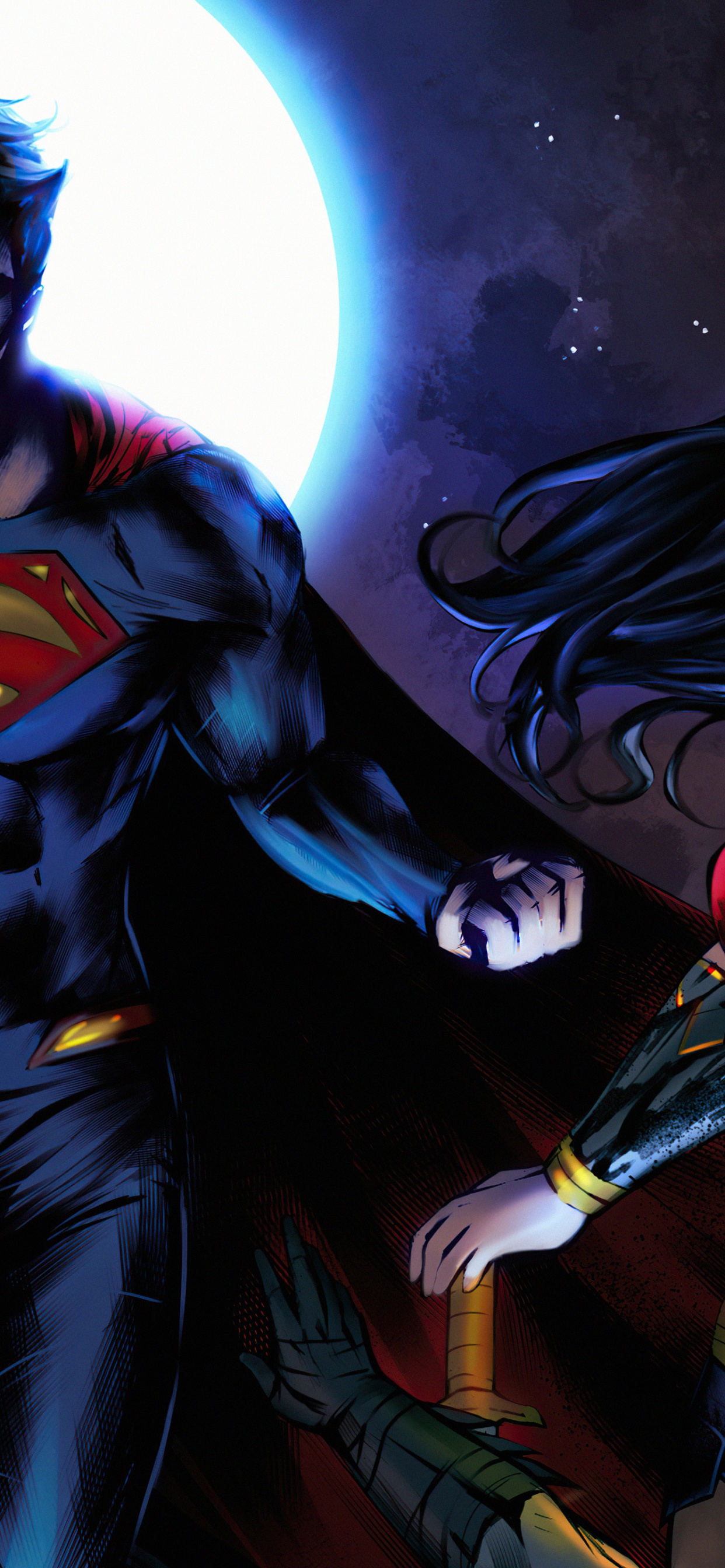 Superman, Wonder Woman, Darkseid, dc Comics, Superhelden. Wallpaper in 1242x2688 Resolution
