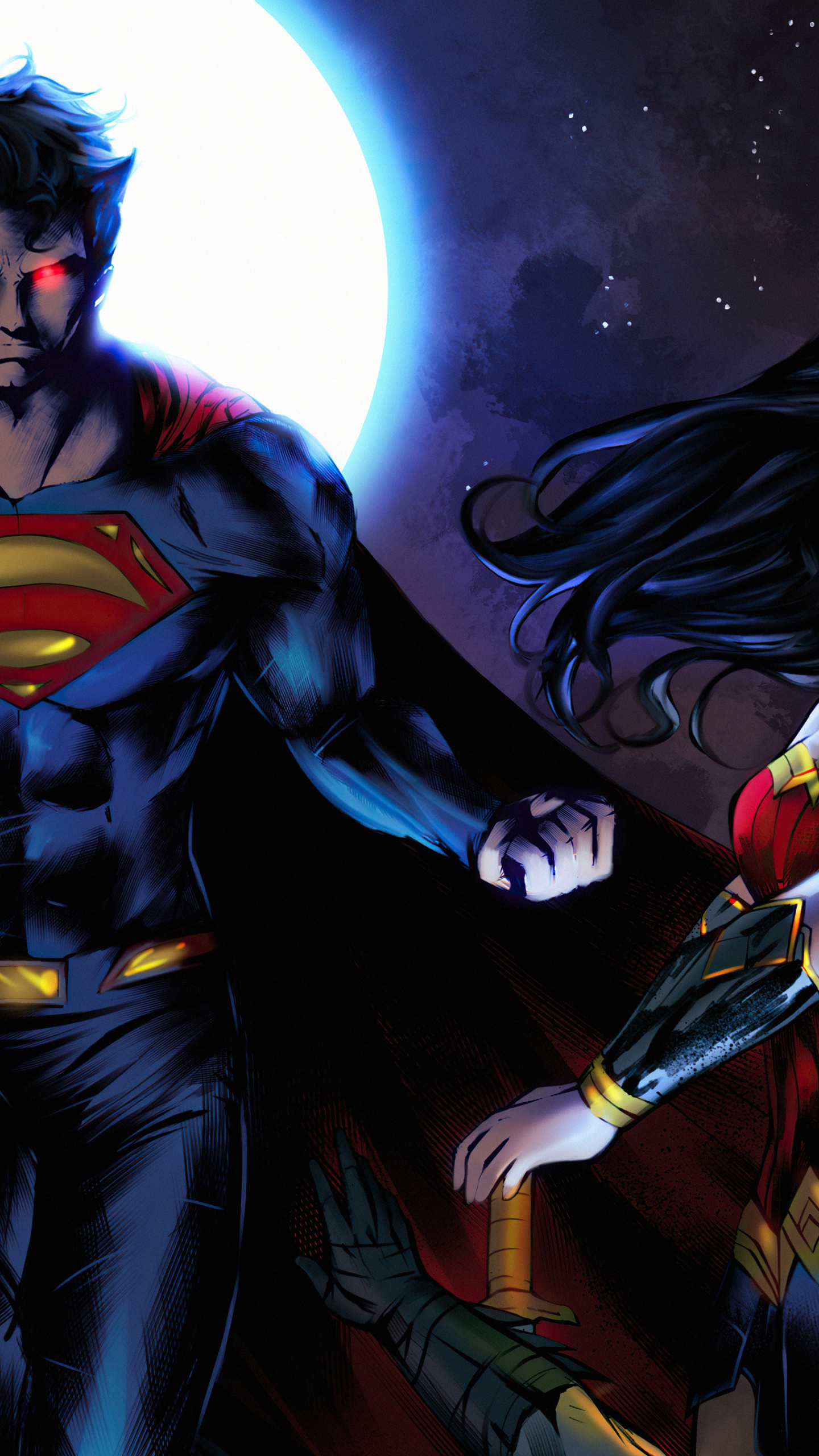 Superman, Wonder Woman, Darkseid, dc Comics, Superhelden. Wallpaper in 1440x2560 Resolution