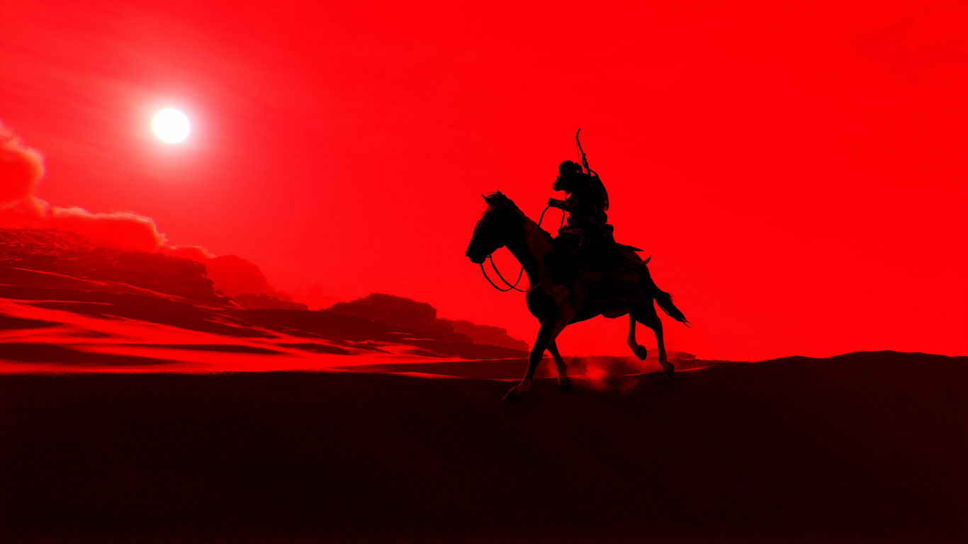 Red, Video Games, Assassins Creed Origins, Assassins, Darkness. Wallpaper in 1366x768 Resolution