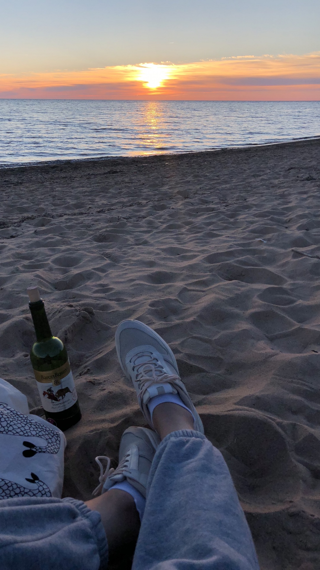 Sea, Water, Shoe, Jeans, Sunset. Wallpaper in 1080x1920 Resolution