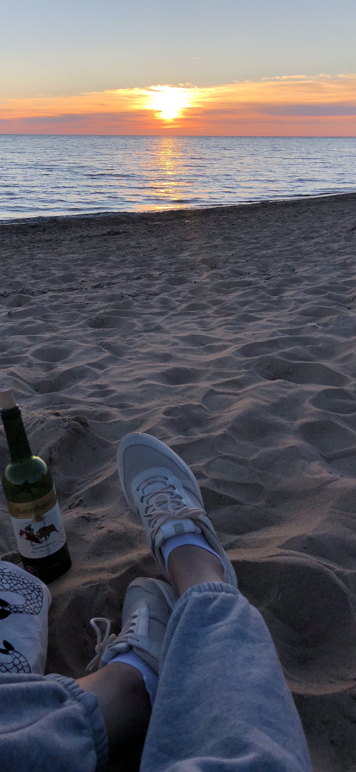 Sea, Water, Shoe, Jeans, Sunset. Wallpaper in 1242x2688 Resolution