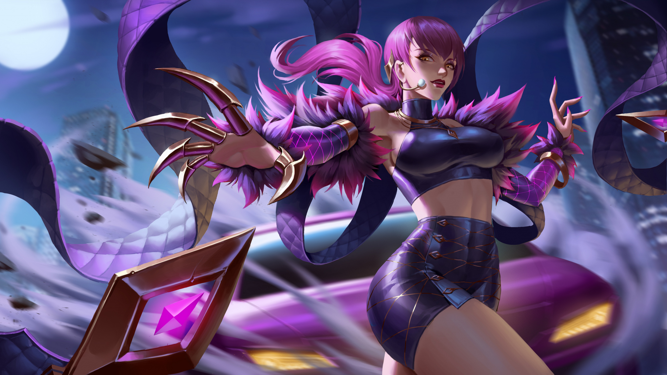 Liga de Leyendas, K DA, Anime, Caricatura, el Pelo Largo. Wallpaper in 2560x1440 Resolution