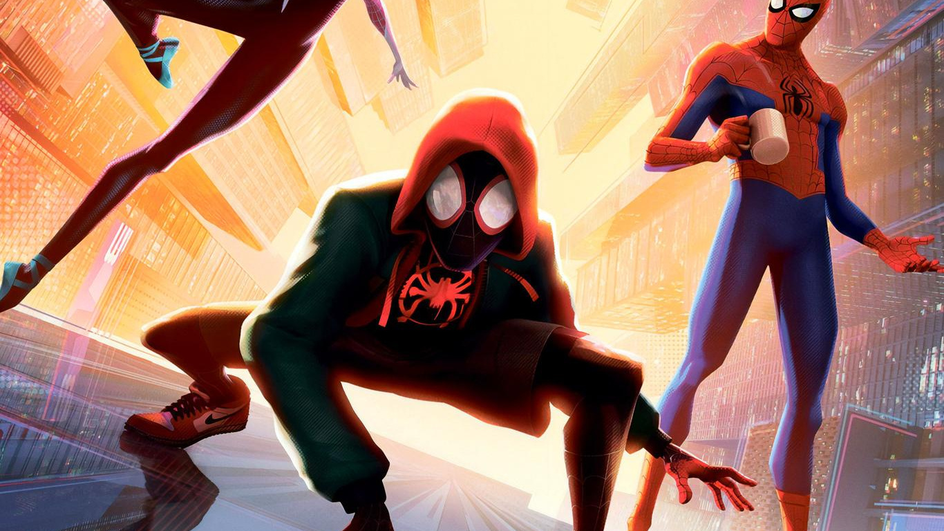 Spiderman en el Verso de la Araña, Millas Morales, Spider-man, Gwen Stacy, Cartel. Wallpaper in 1366x768 Resolution