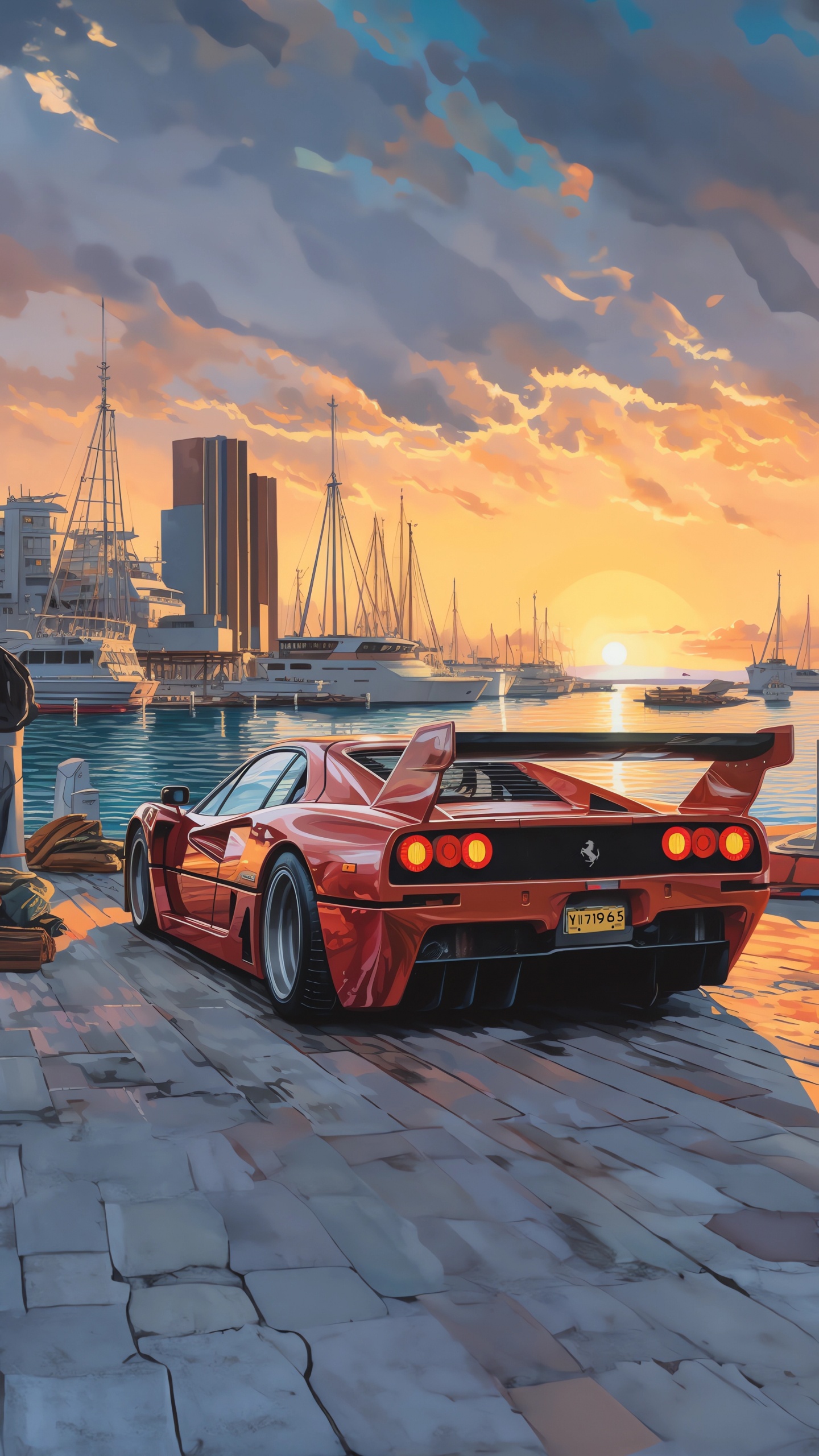 Grand Tourer, Roue, Pneu, L'éclairage Automobile, Eau. Wallpaper in 1440x2560 Resolution