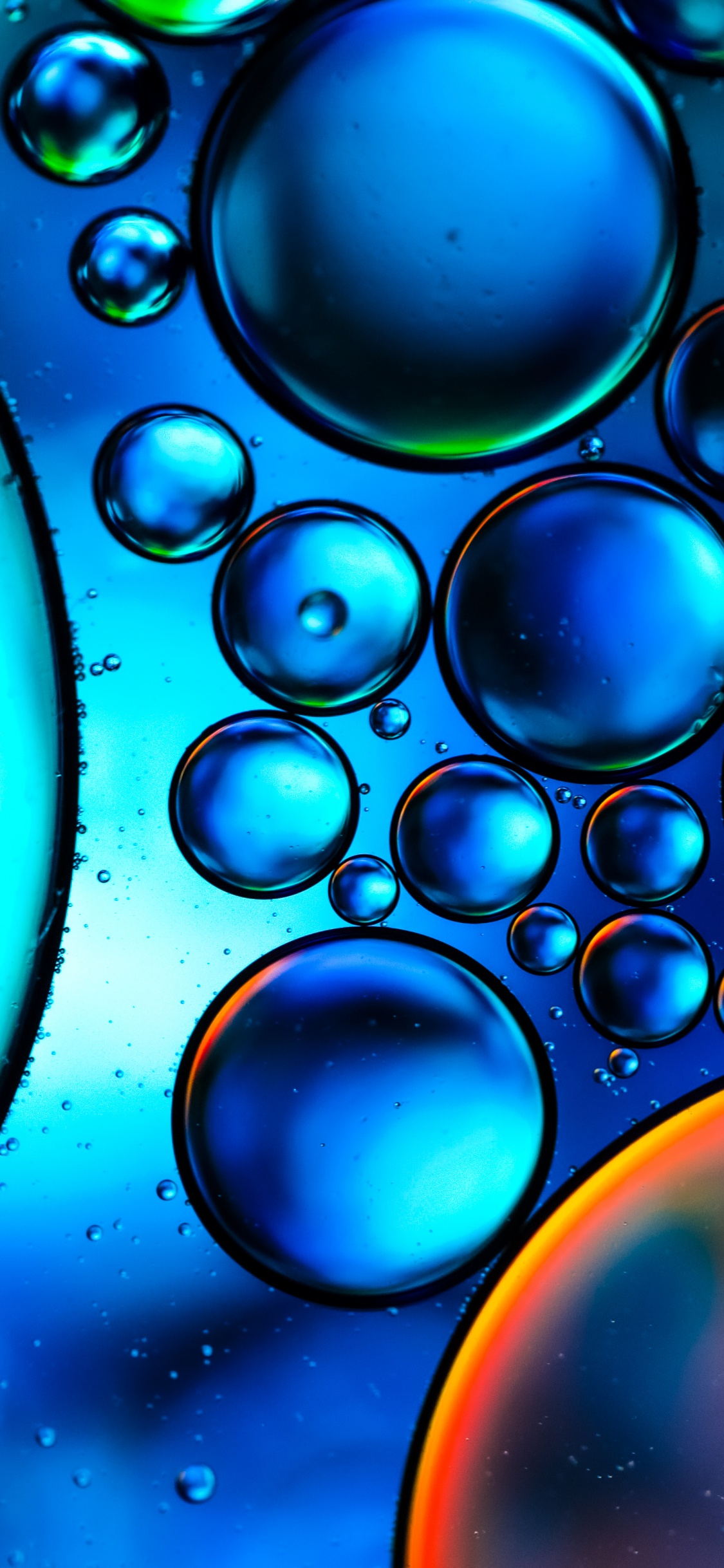 Tropfen, Wasser, Farbigkeit, Blau, Licht. Wallpaper in 1125x2436 Resolution