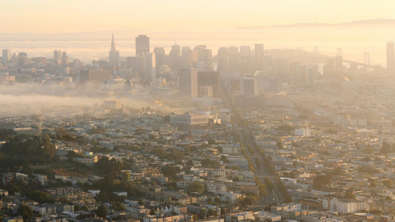 Aerial View of City Buildings During Daytime. Wallpaper in 1366x768 Resolution