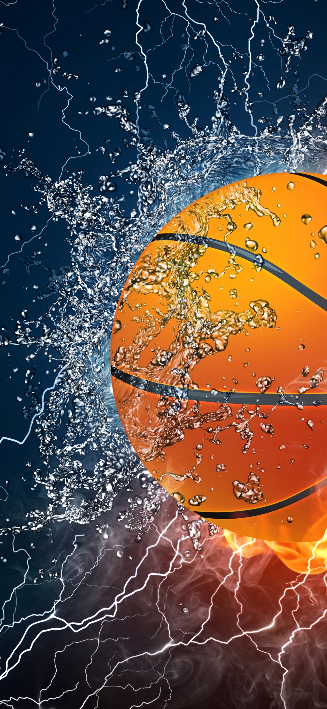 Illustration de Foudre Orange et Blanc. Wallpaper in 1125x2436 Resolution