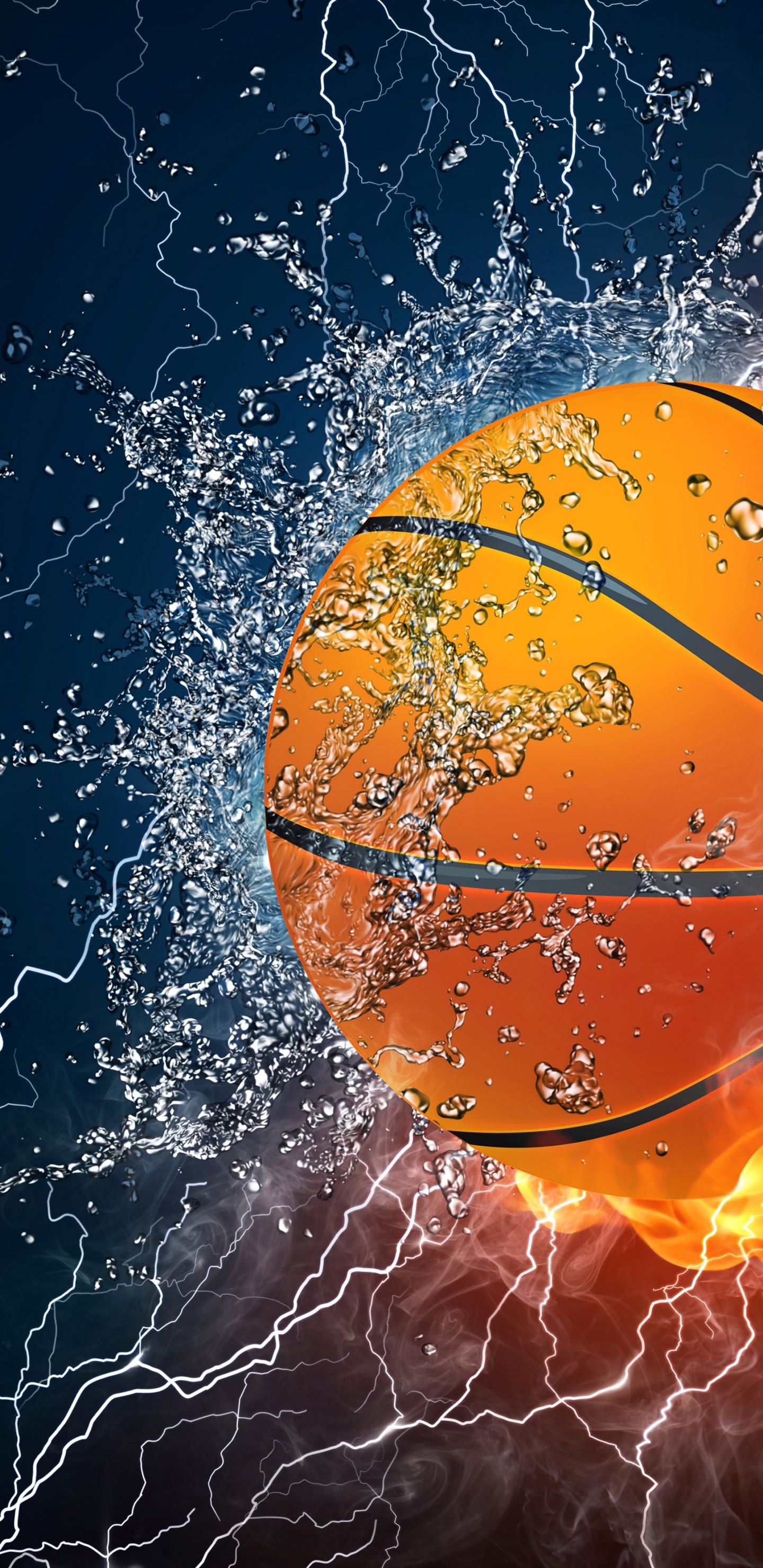 Illustration de Foudre Orange et Blanc. Wallpaper in 1440x2960 Resolution