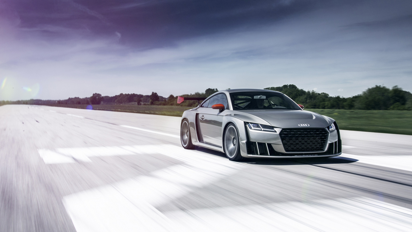 Silver Audi Coupe on Desert During Daytime. Wallpaper in 1366x768 Resolution