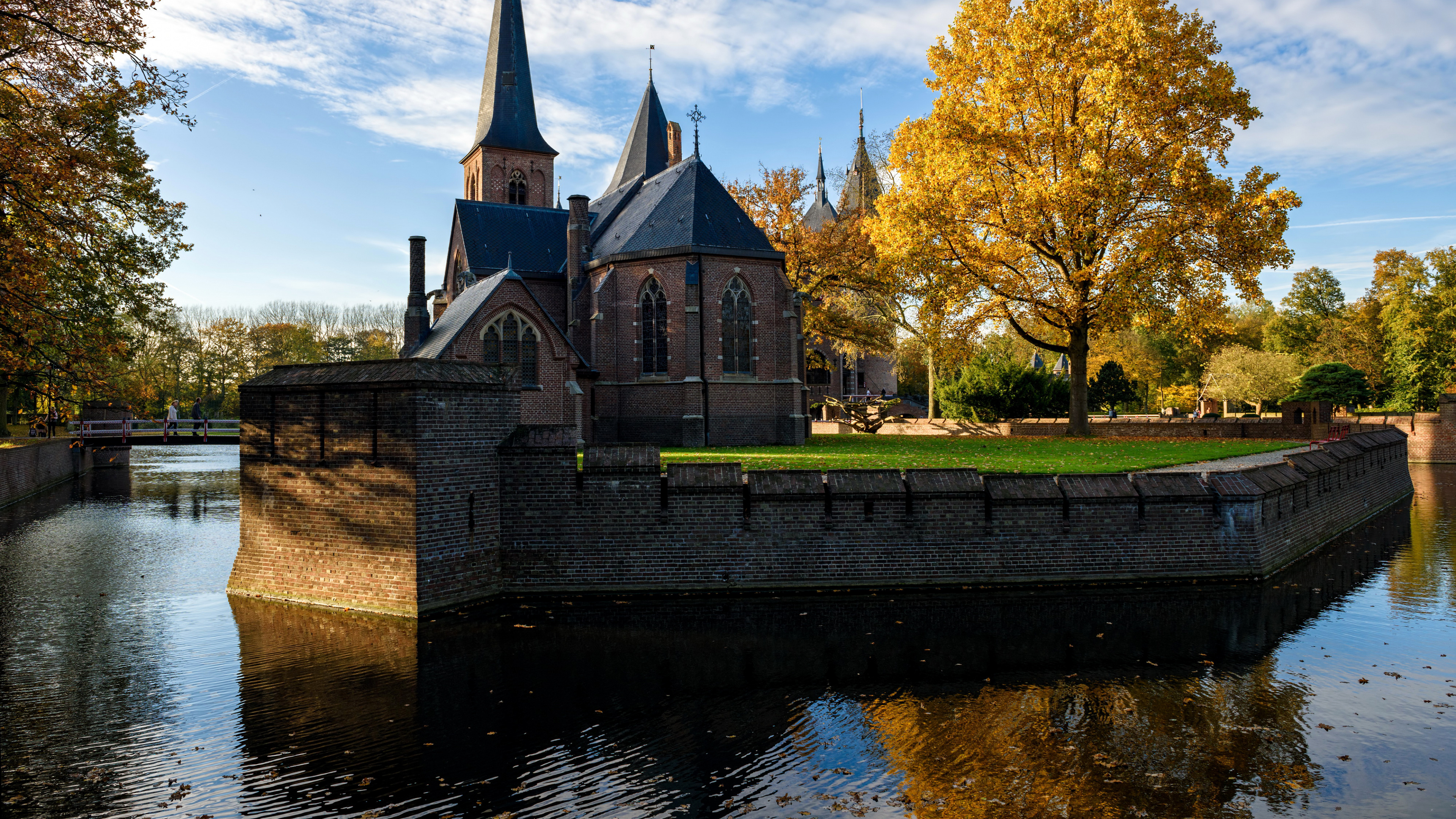 反射, 水城堡, 天空, 天鹅城堡, 城堡 壁纸 3840x2160 允许