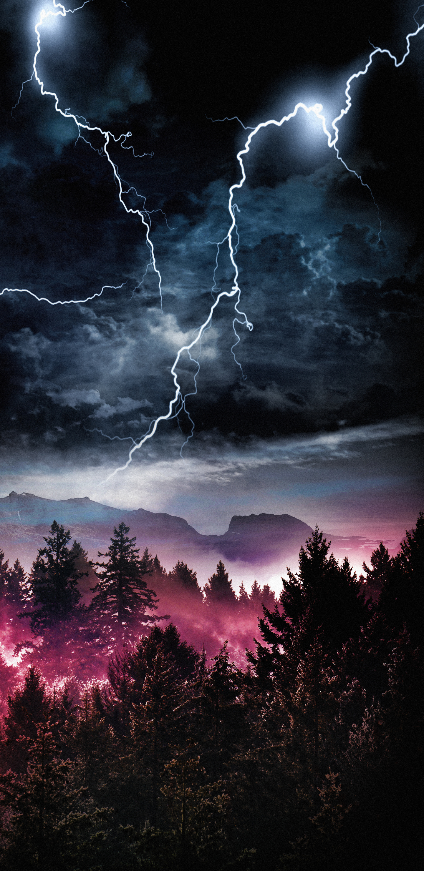 Foudre, Orage, Téléphone, Atmosphère, la Journée. Wallpaper in 1440x2960 Resolution