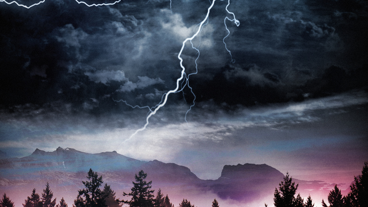 Lightning, Thunderstorm, Telephone, Cloud, Atmosphere. Wallpaper in 1280x720 Resolution