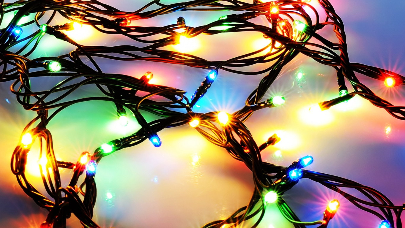 Luces de Navidad, El Día De Navidad, Luz, Sucursal, Navidad. Wallpaper in 1366x768 Resolution