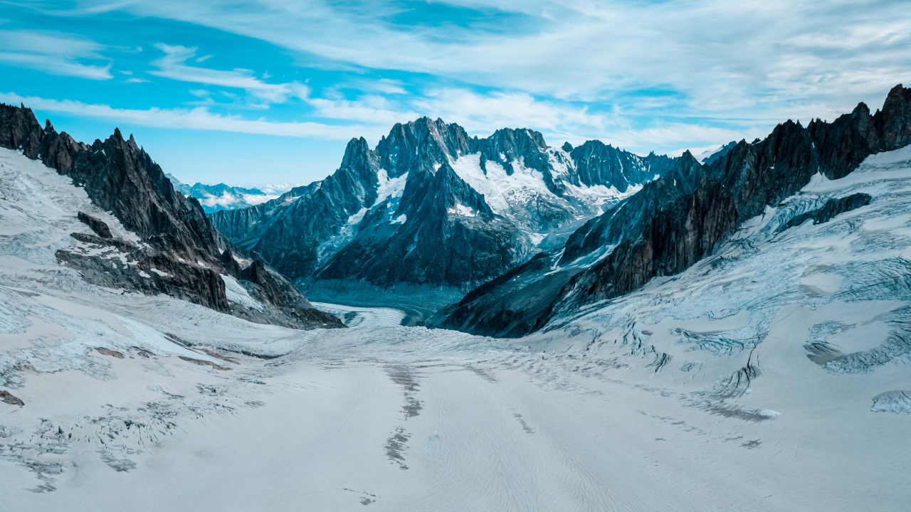 Mer de Glace, Les Reliefs Montagneux, le Relief Glaciaire, Glacier, Gamme de Montagne. Wallpaper in 1280x720 Resolution
