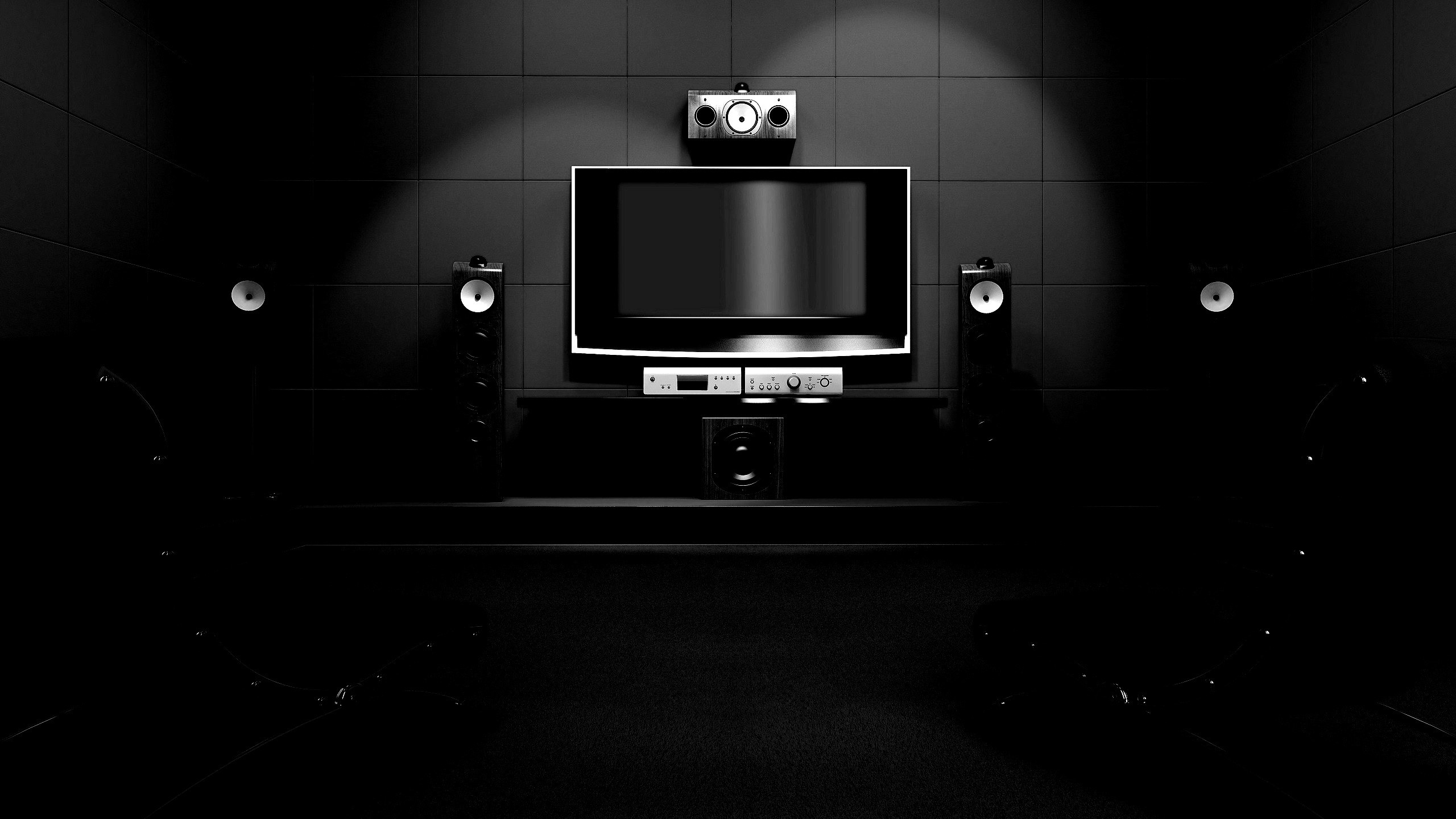 tv Crt Noir et Argent Sur Table en Bois Noir. Wallpaper in 2560x1440 Resolution