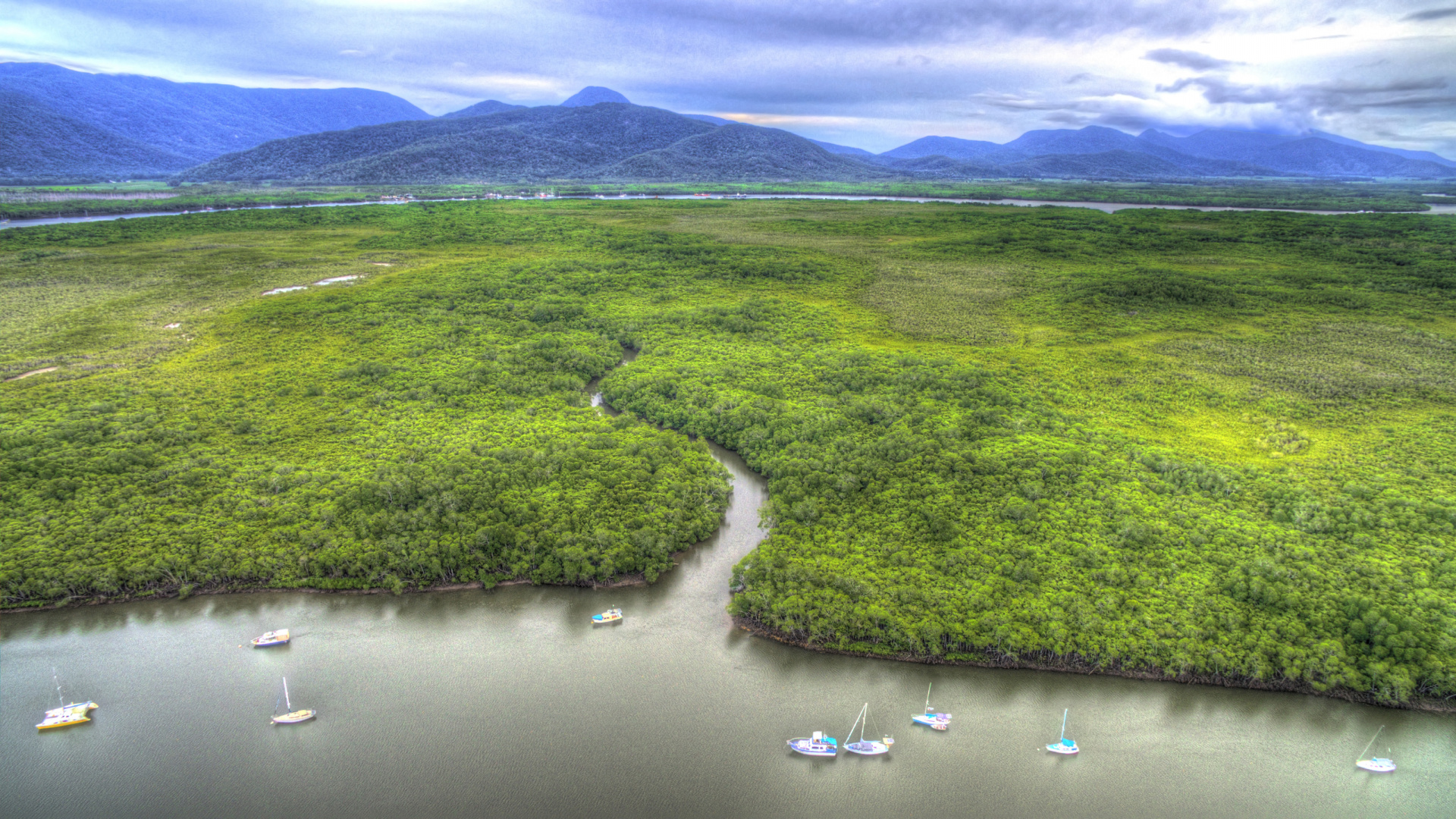 Green Grass Field Near Lake During Daytime. Wallpaper in 1920x1080 Resolution