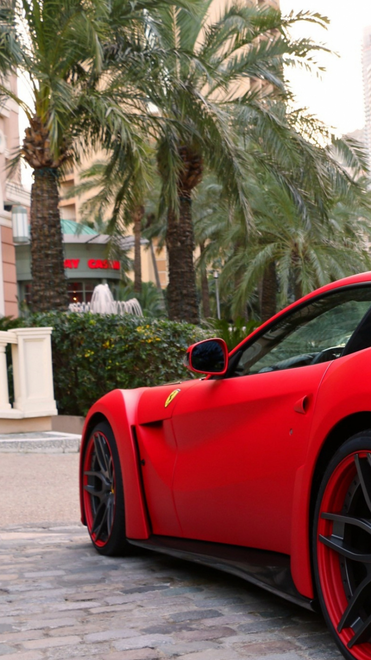 Ferrari Rouge 458 Italia Sur Route. Wallpaper in 750x1334 Resolution