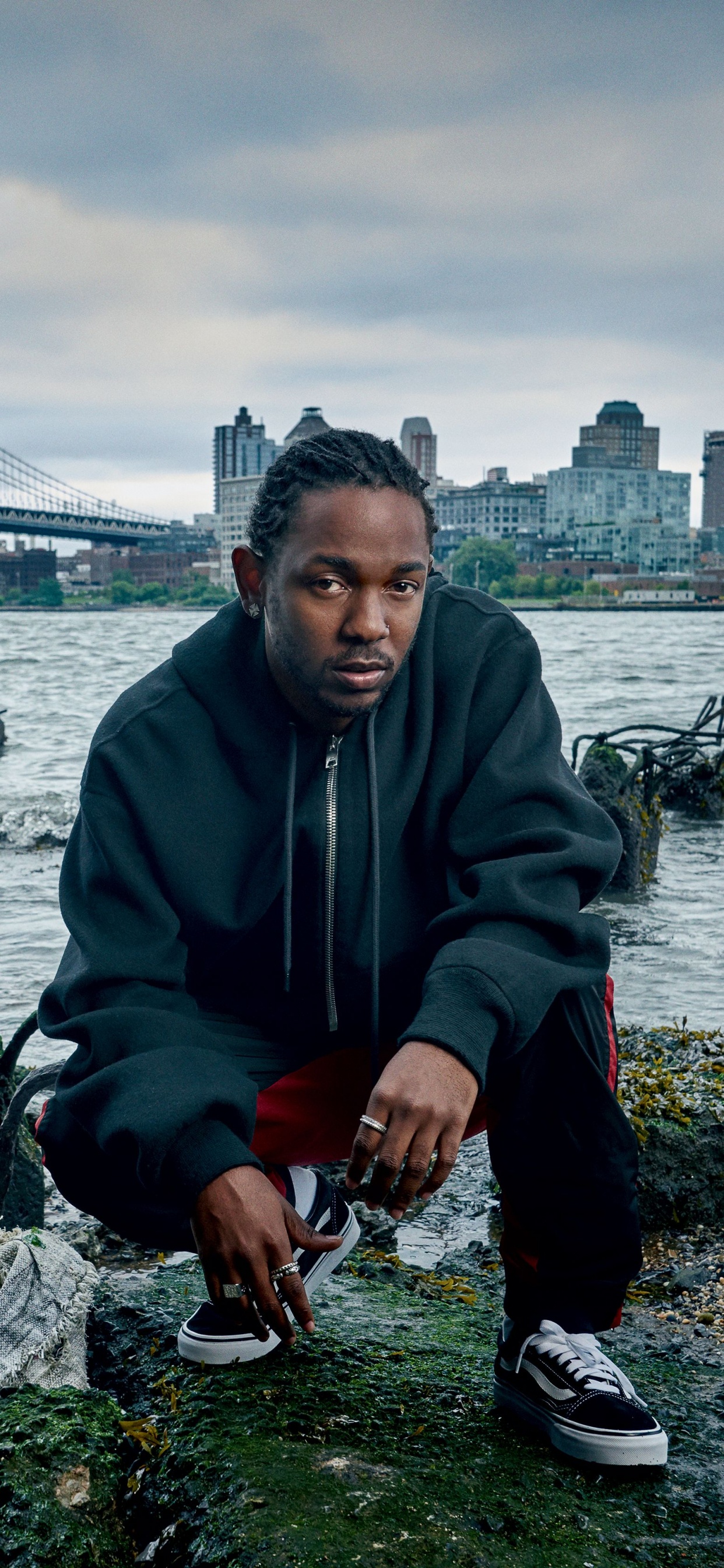 Brooklyn Bridge, Kendrick Lamar, Rapper, Water, Bridge. Wallpaper in 1242x2688 Resolution