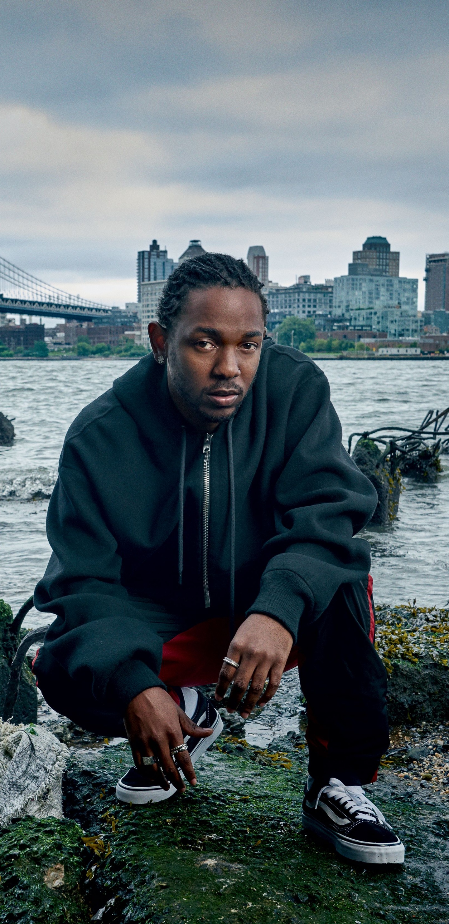 Puente de Brooklyn, Kendrick Lamar, Rapero, Agua, Puente. Wallpaper in 1440x2960 Resolution