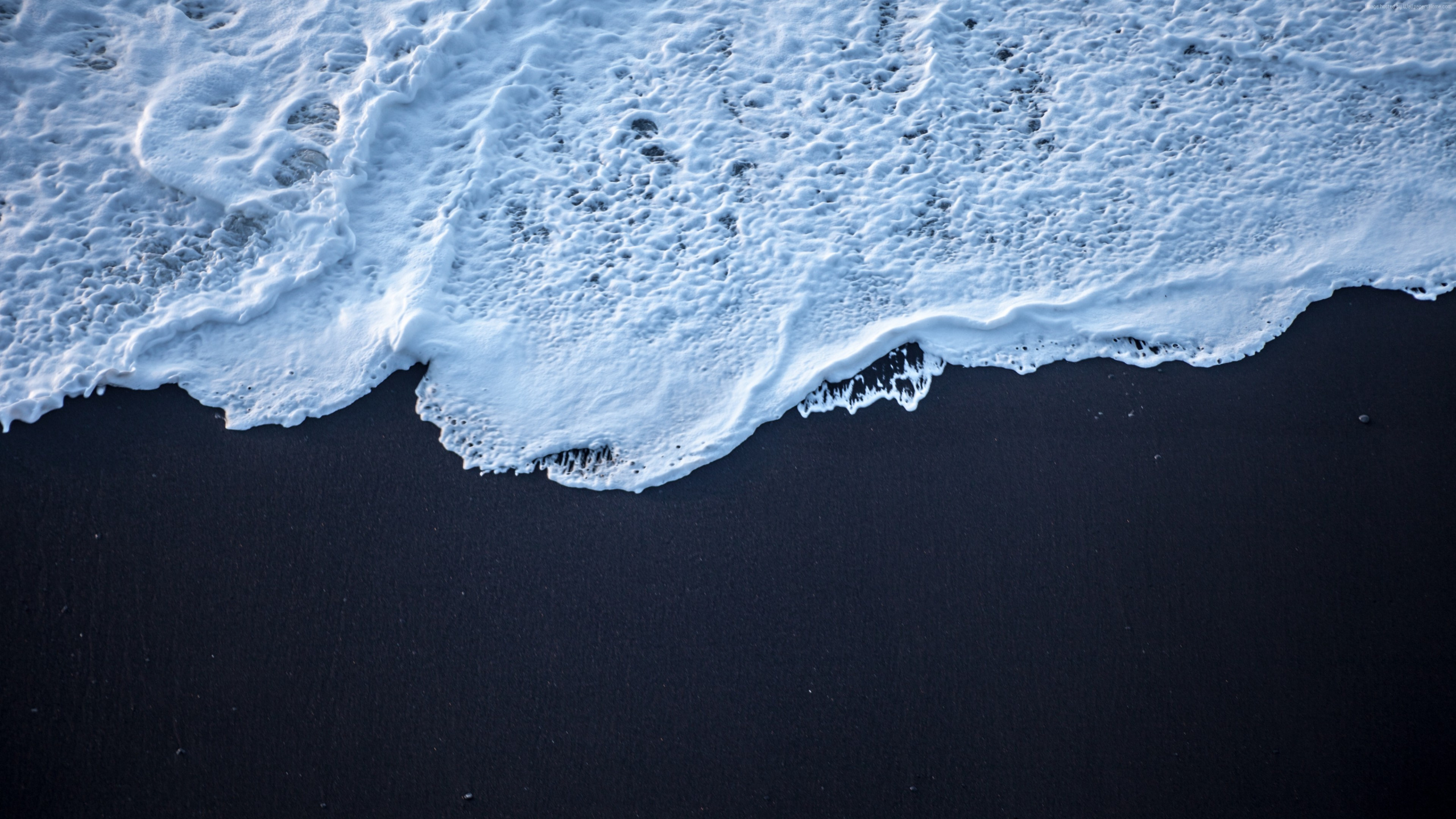 Beach, Black Sand, Sand, Shore, Coast. Wallpaper in 2560x1440 Resolution