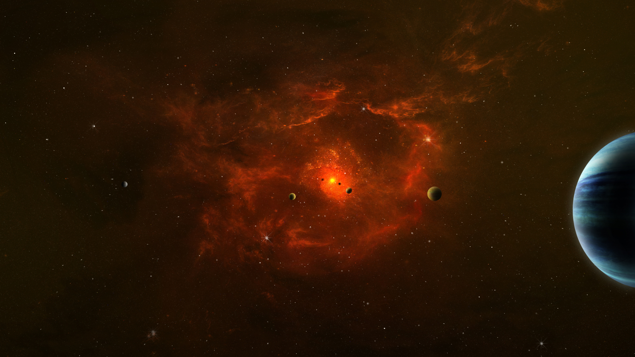 Red and Black Galaxy With Stars. Wallpaper in 2560x1440 Resolution