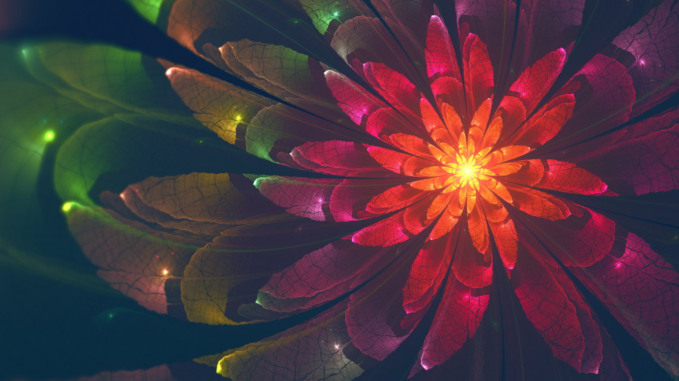 Rote Und Grüne Blume in Nahaufnahmen. Wallpaper in 1366x768 Resolution