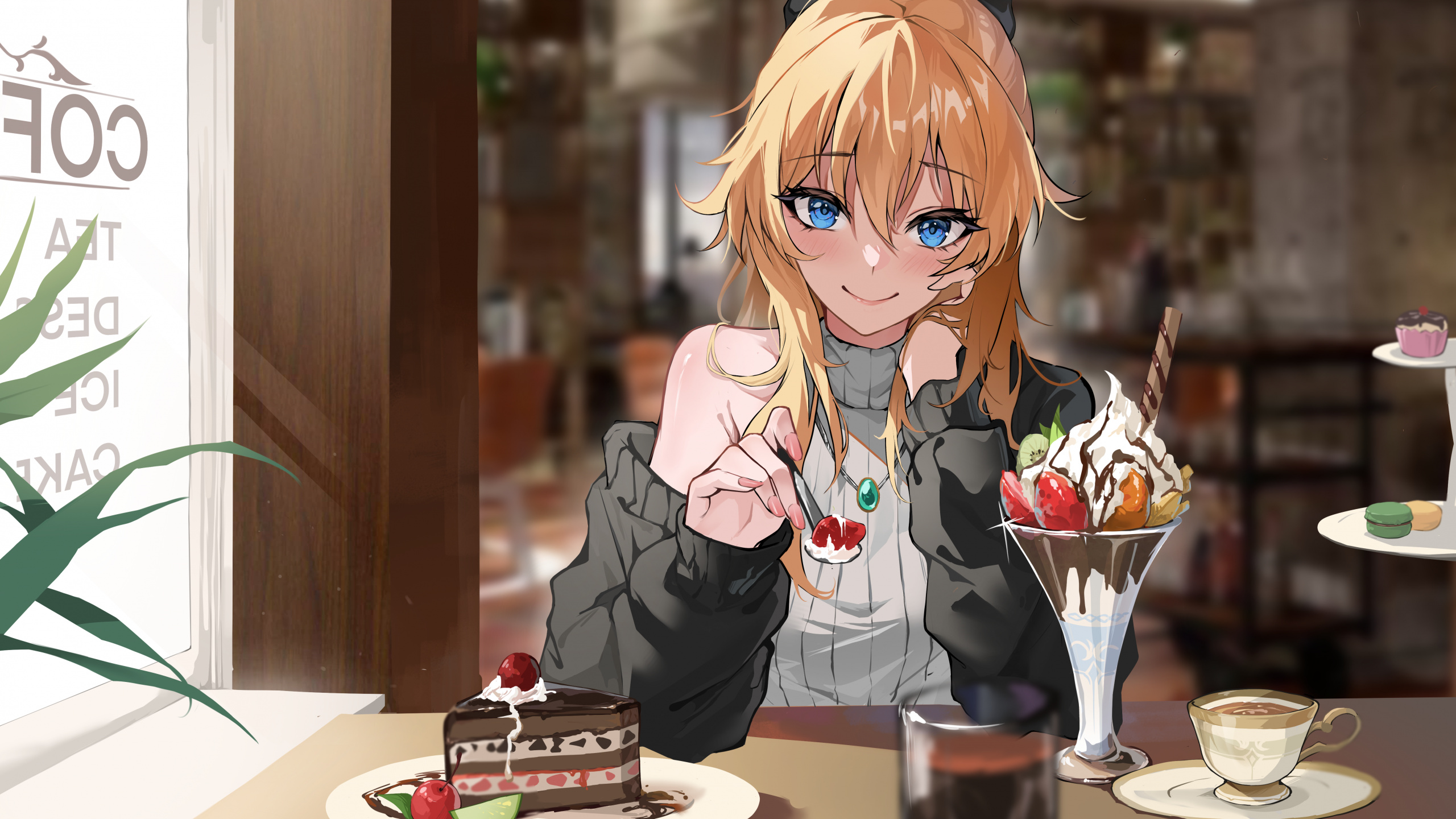 牛仔裤, Ningguang, 食品, 礼服, 卡通 壁纸 2560x1440 允许